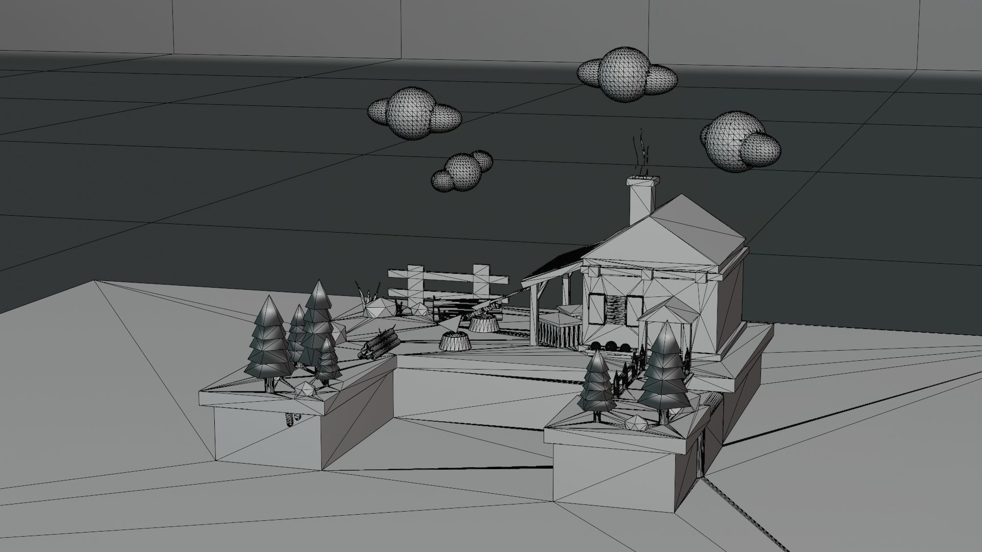 Isometric House low poly Low-poly 3D model_8