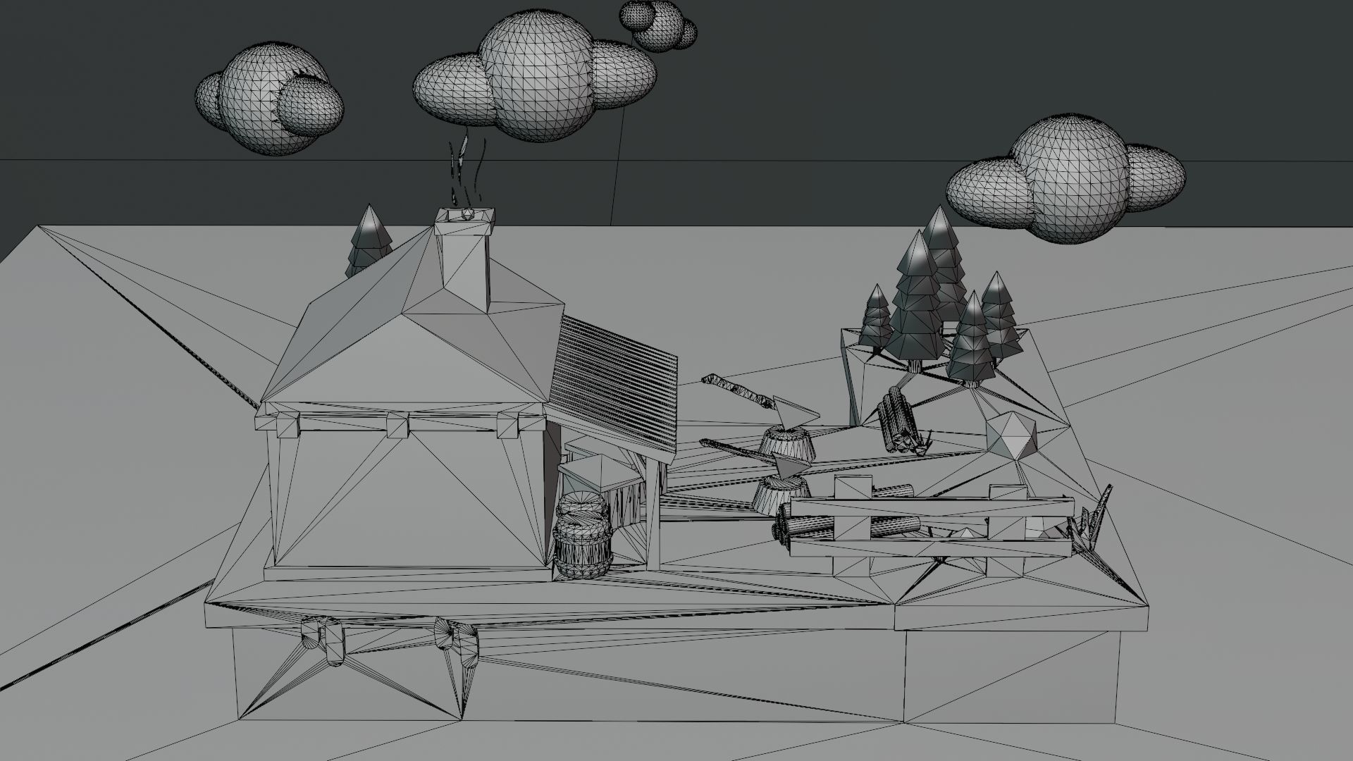 Isometric House low poly Low-poly 3D model_12