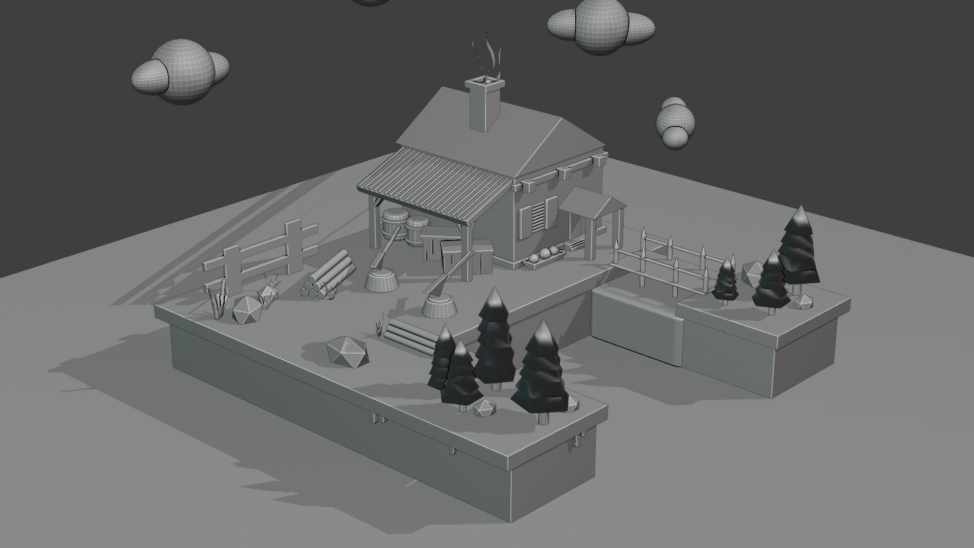 Isometric House low poly Low-poly 3D model_17