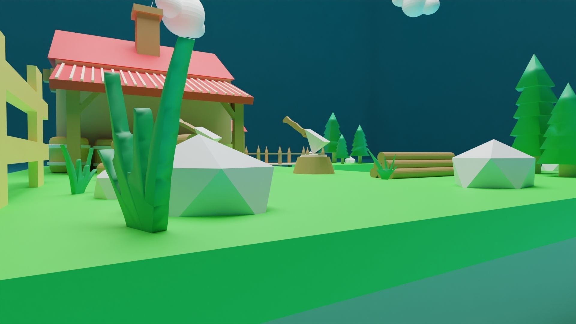 Isometric House low poly Low-poly 3D model_6