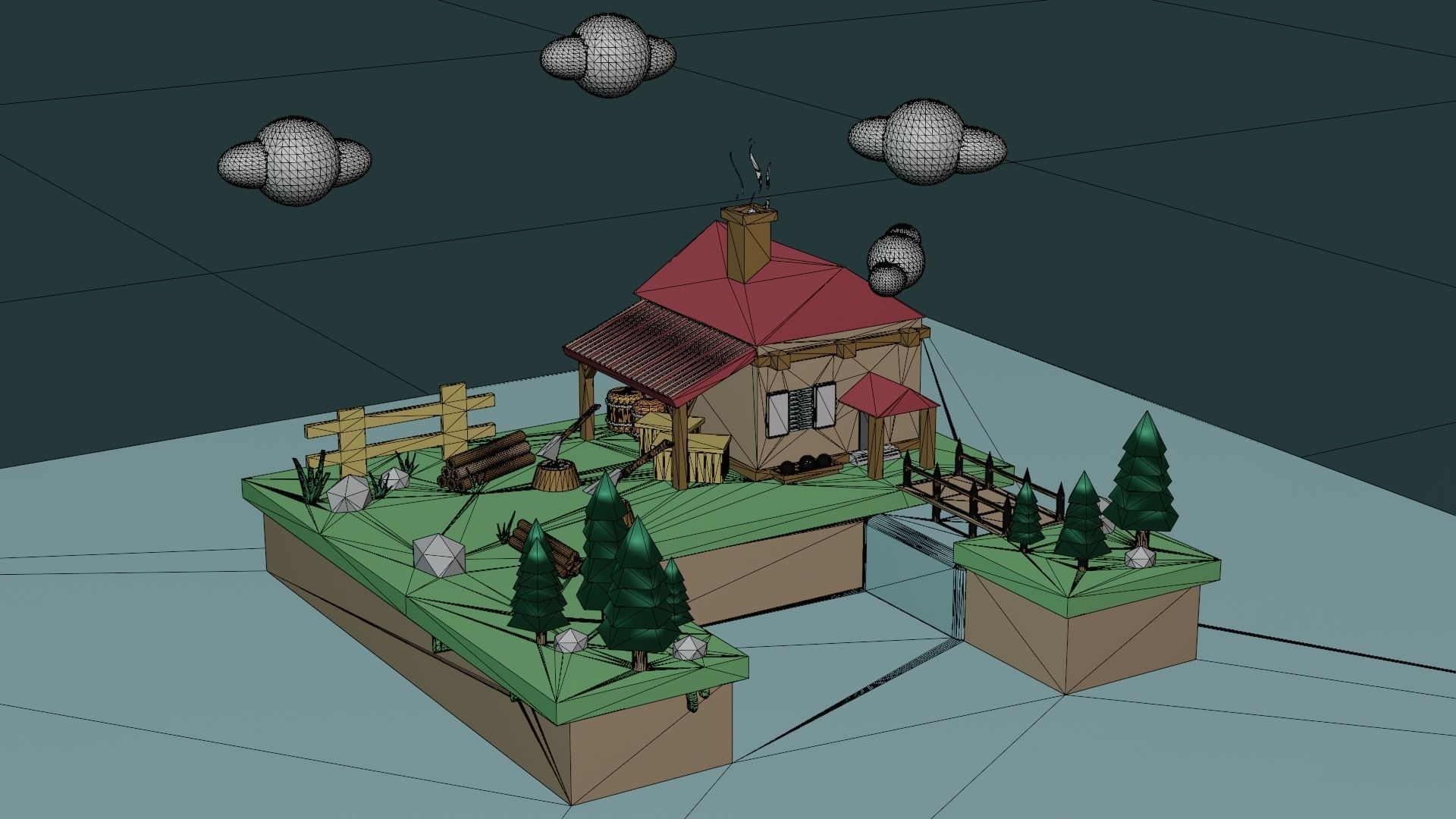 Isometric House low poly Low-poly 3D model_13