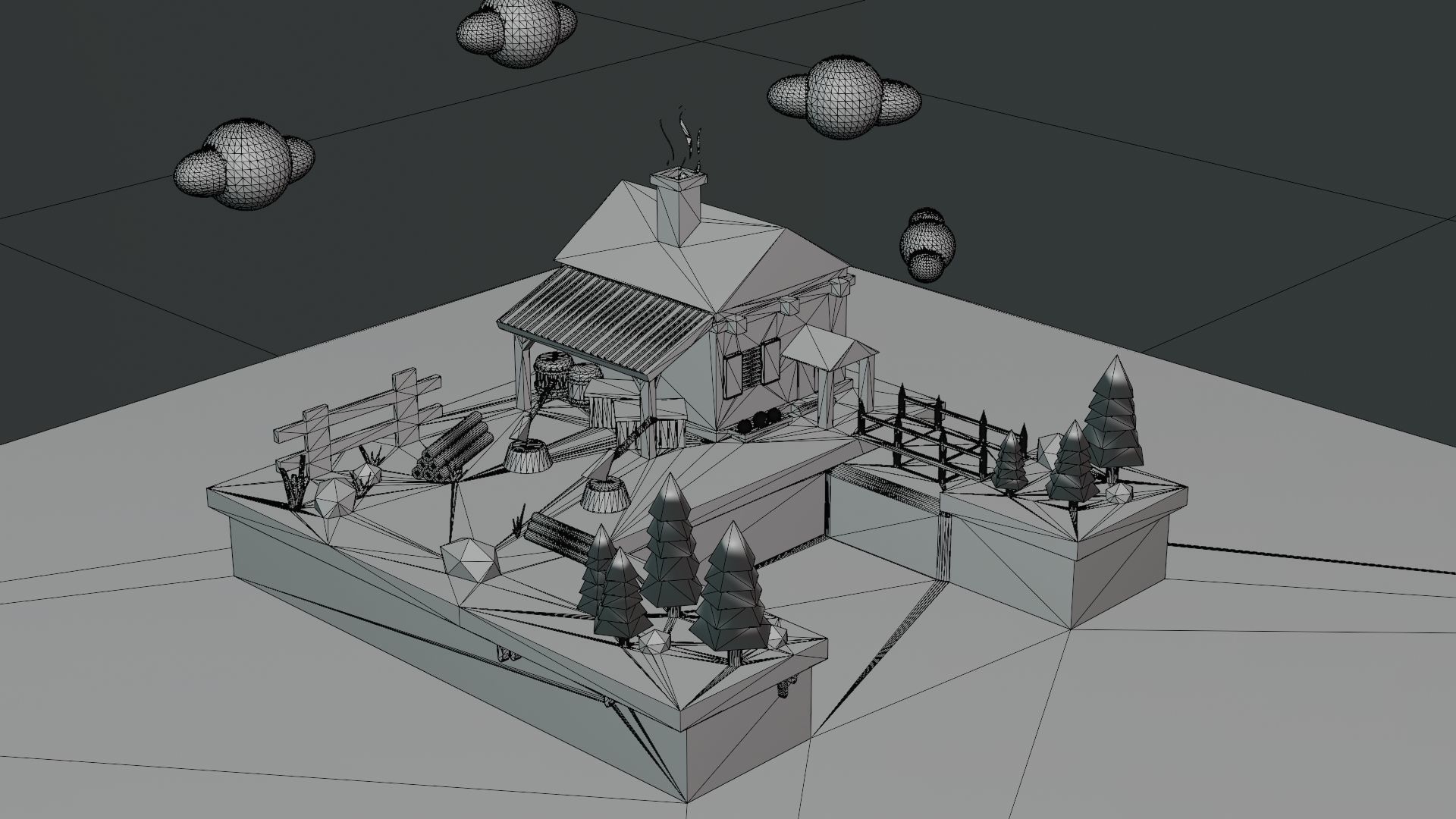 Isometric House low poly Low-poly 3D model_9