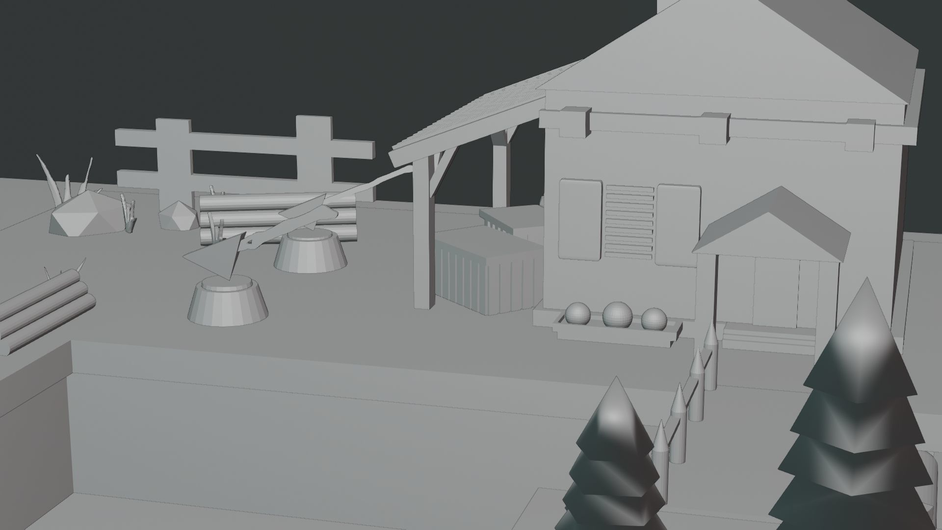 Isometric House low poly Low-poly 3D model_16