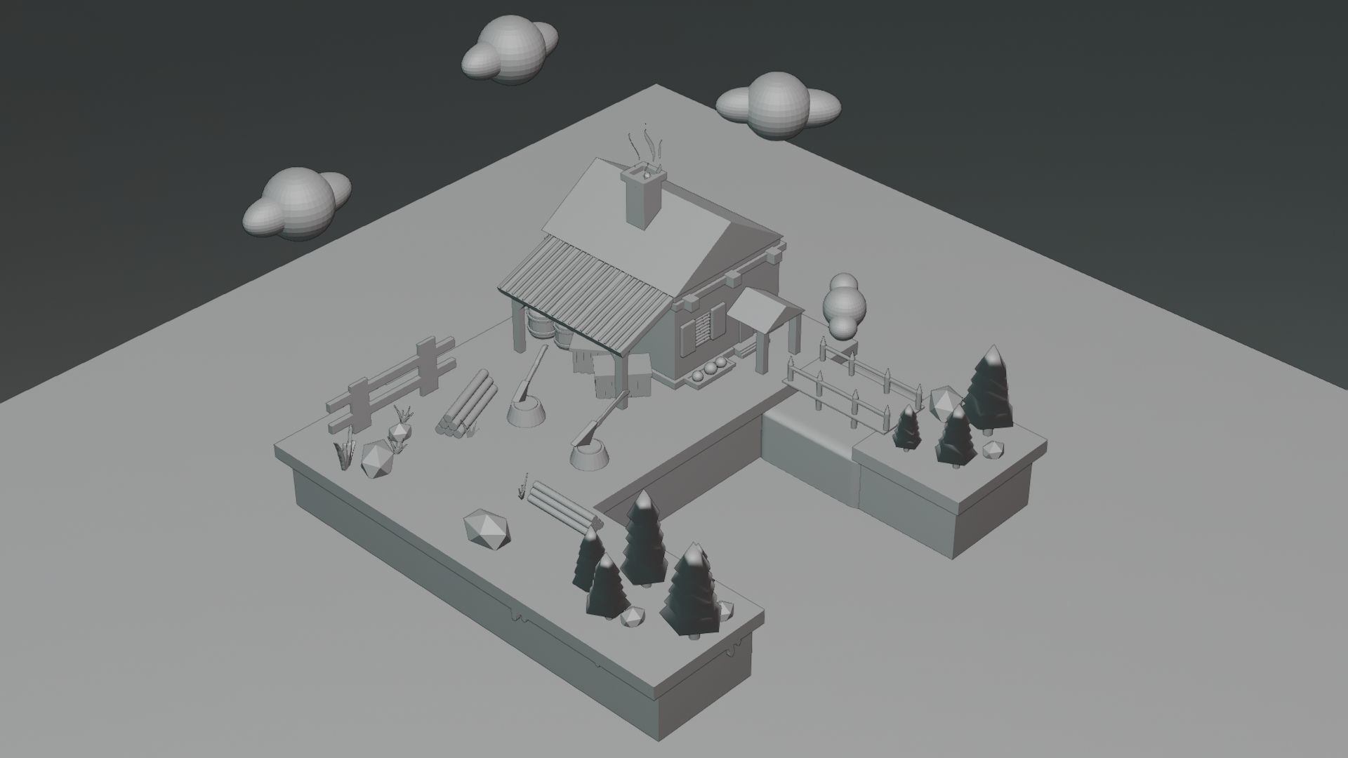 Isometric House low poly Low-poly 3D model_14