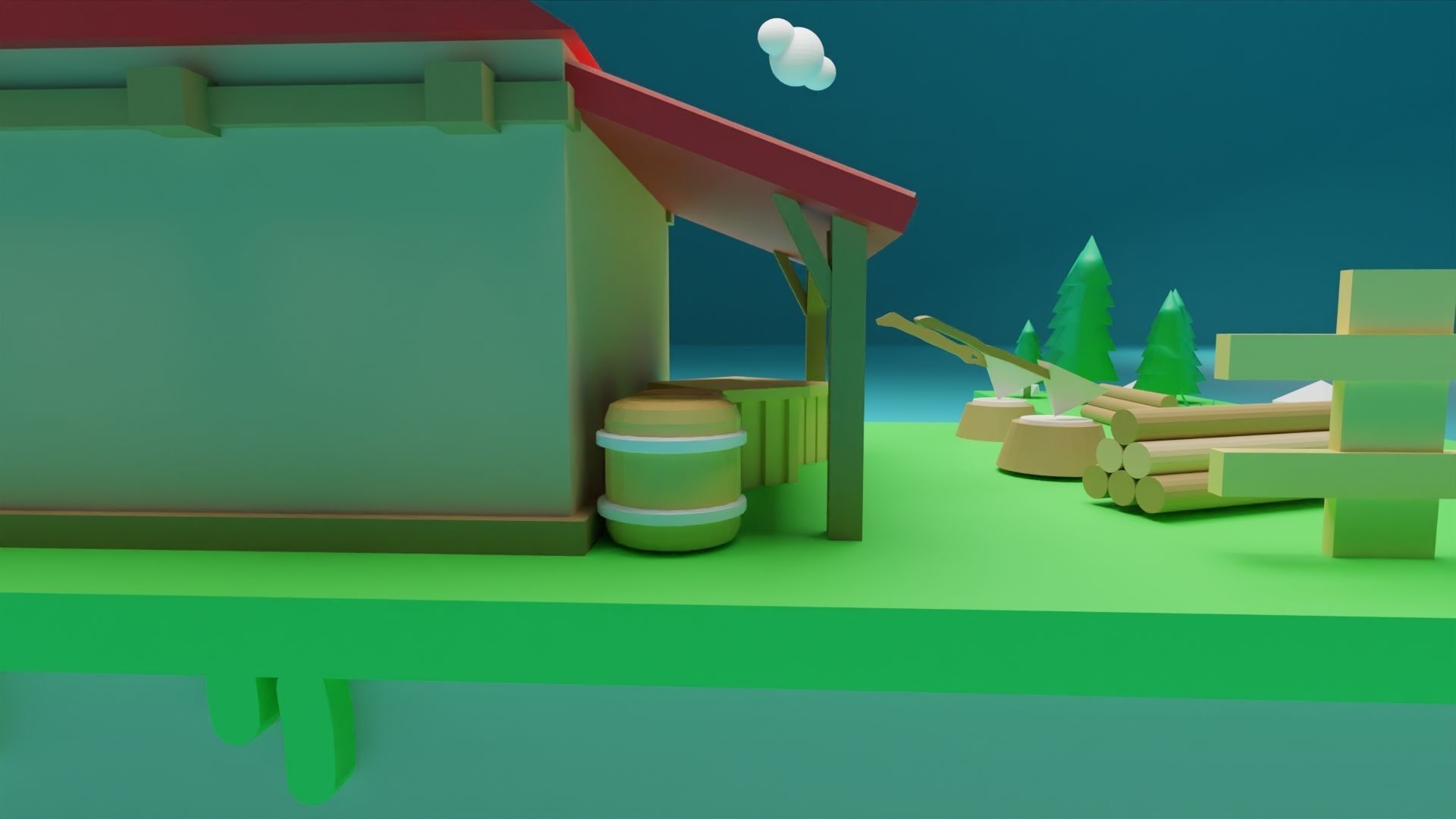 Isometric House low poly Low-poly 3D model_5