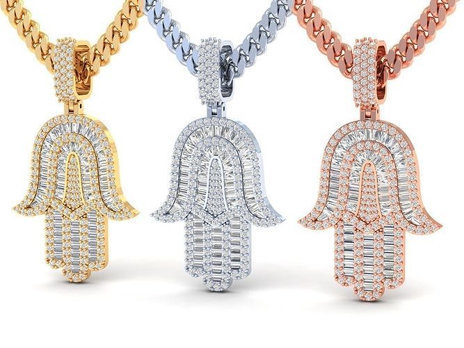 Hamsa Hand with Baguettes 3D print model