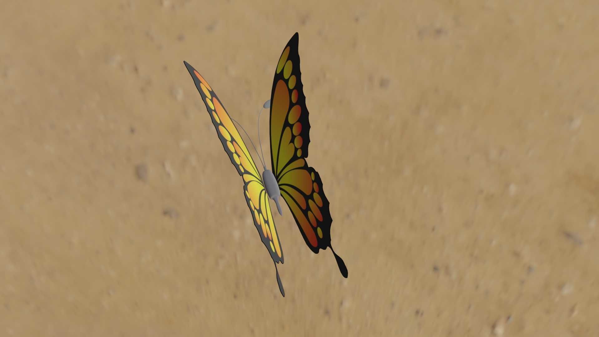 Rigged And Animated Butterfly 3D model_22