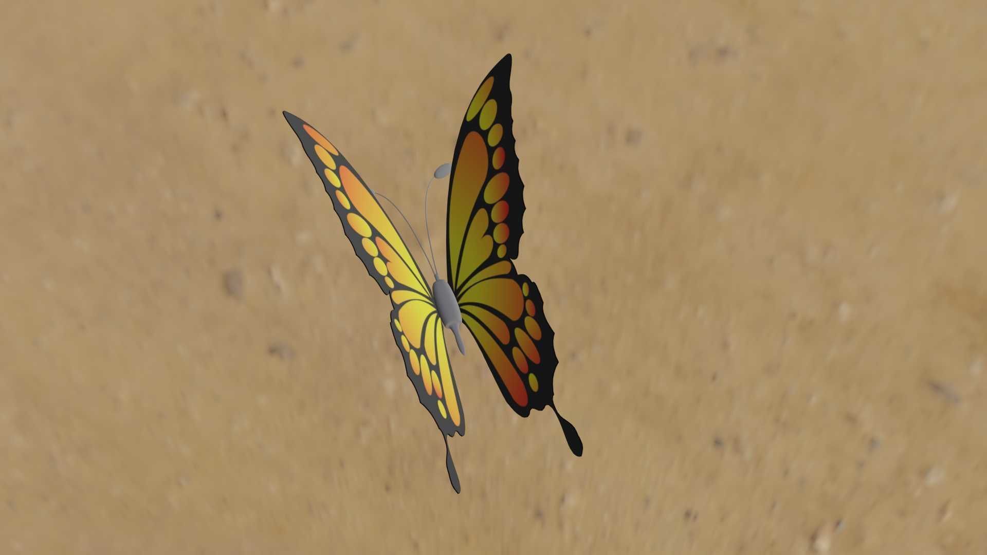 Rigged And Animated Butterfly 3D model_70