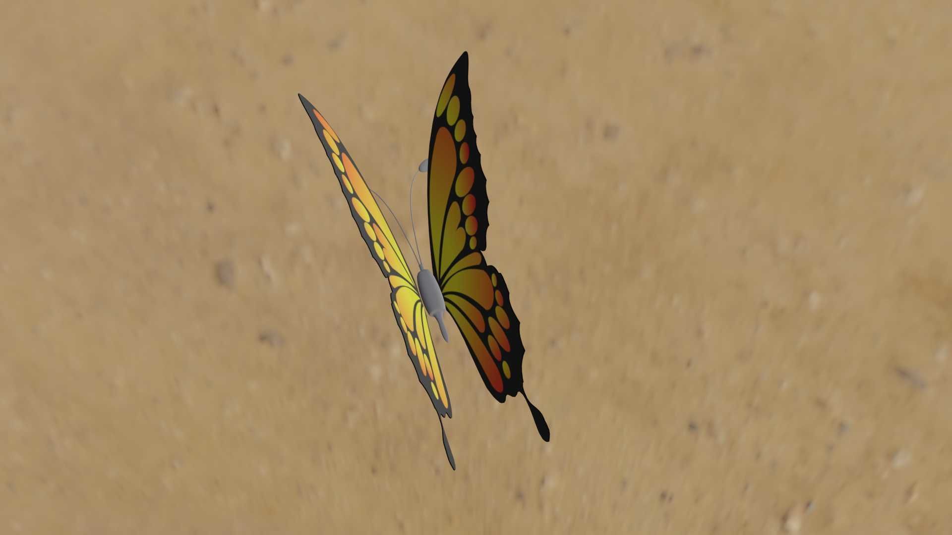 Rigged And Animated Butterfly 3D model_16