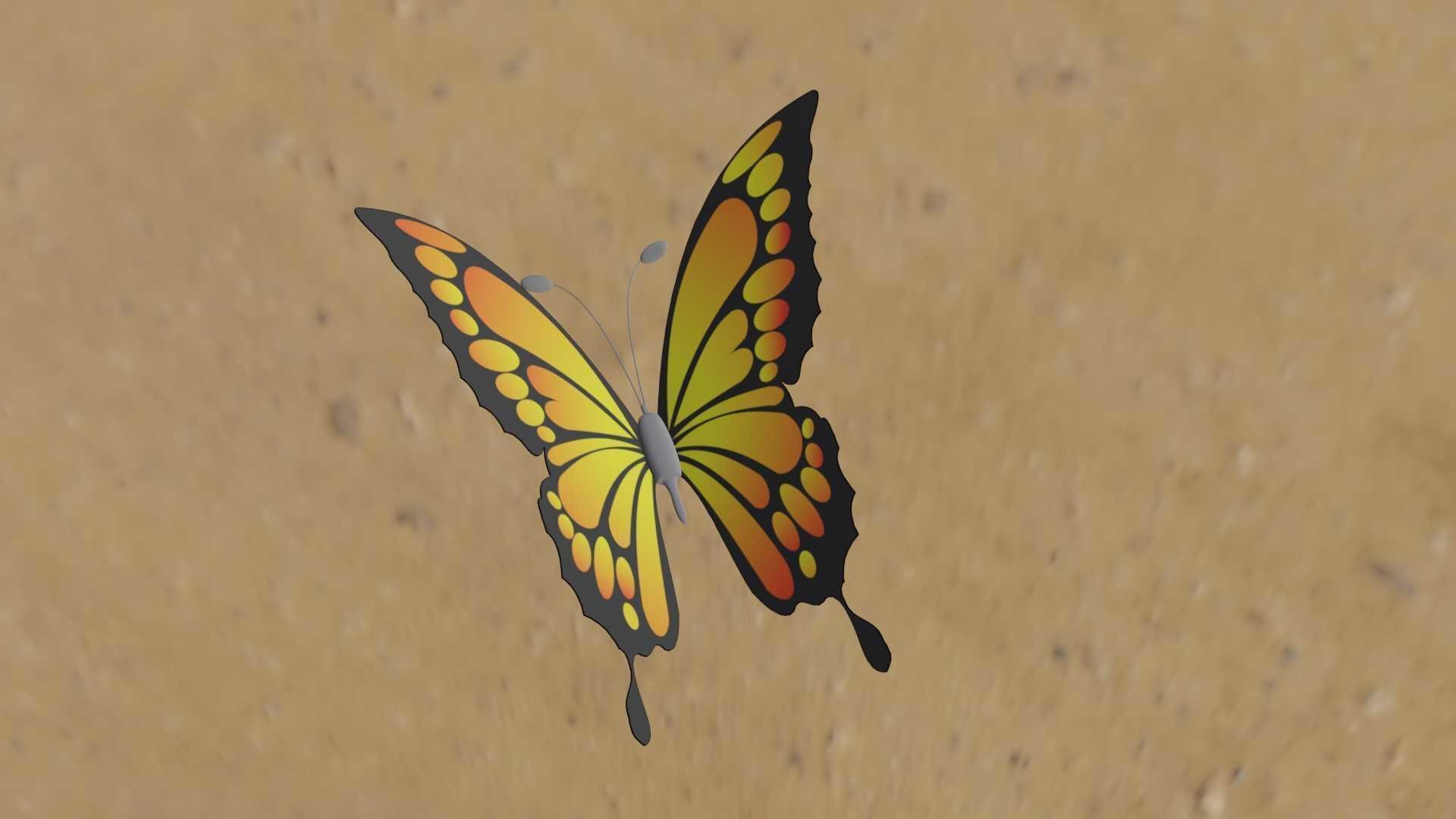 Rigged And Animated Butterfly 3D model_25
