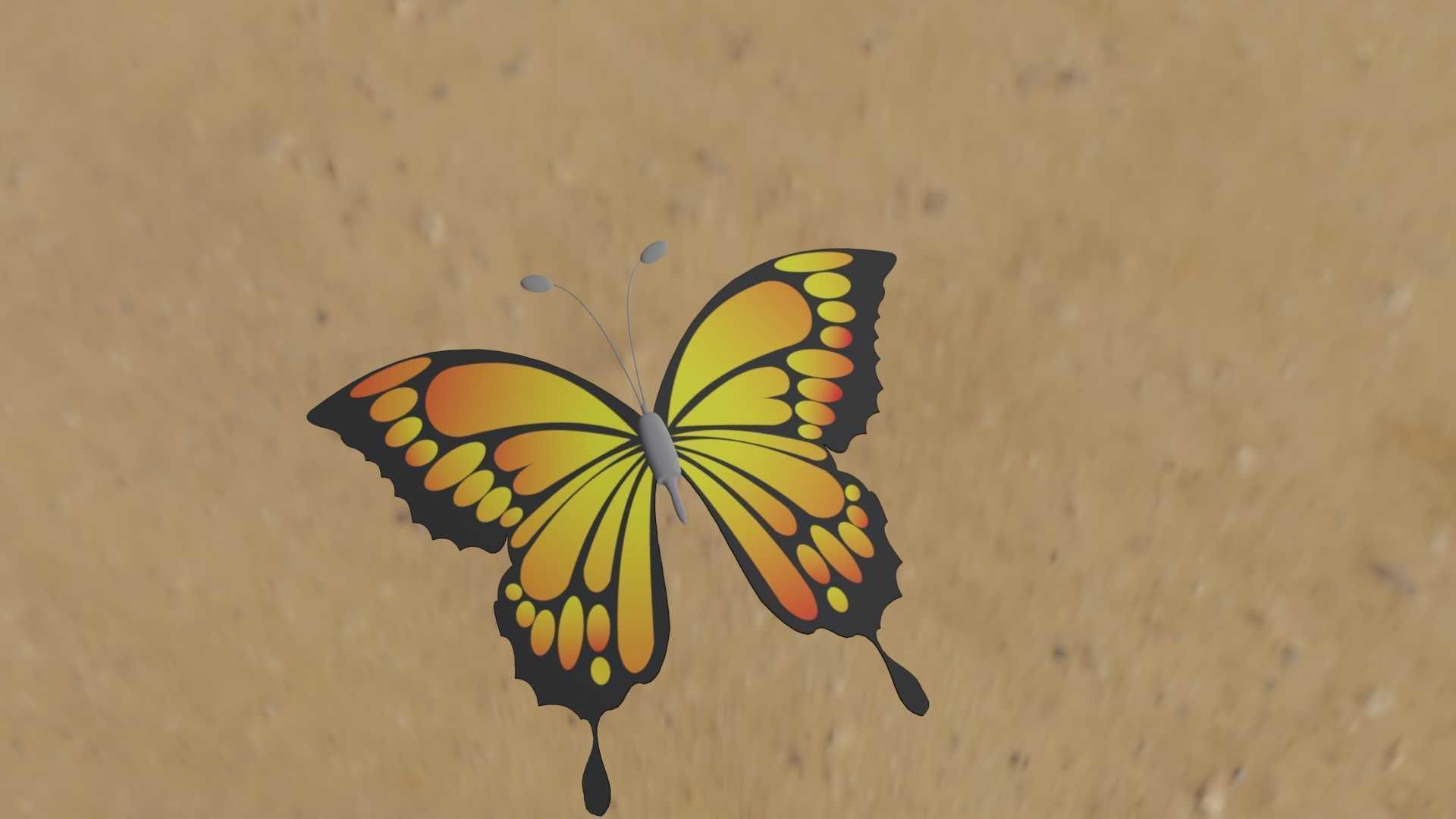 Rigged And Animated Butterfly 3D model_72
