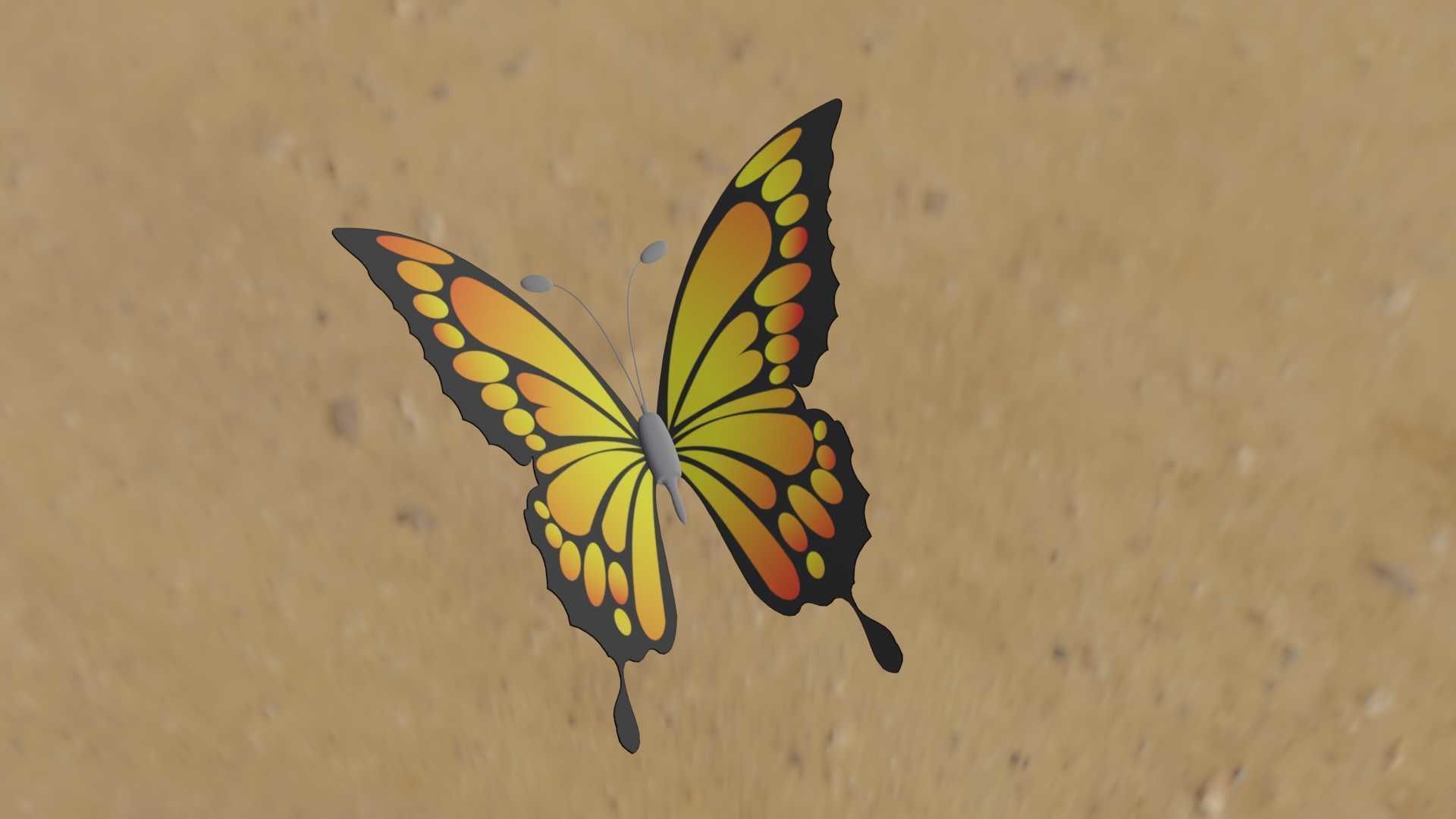 Rigged And Animated Butterfly 3D model_20