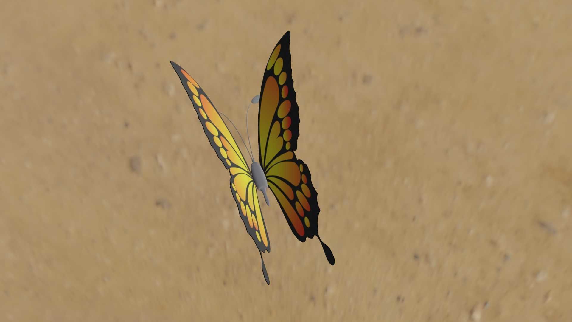 Rigged And Animated Butterfly 3D model_52