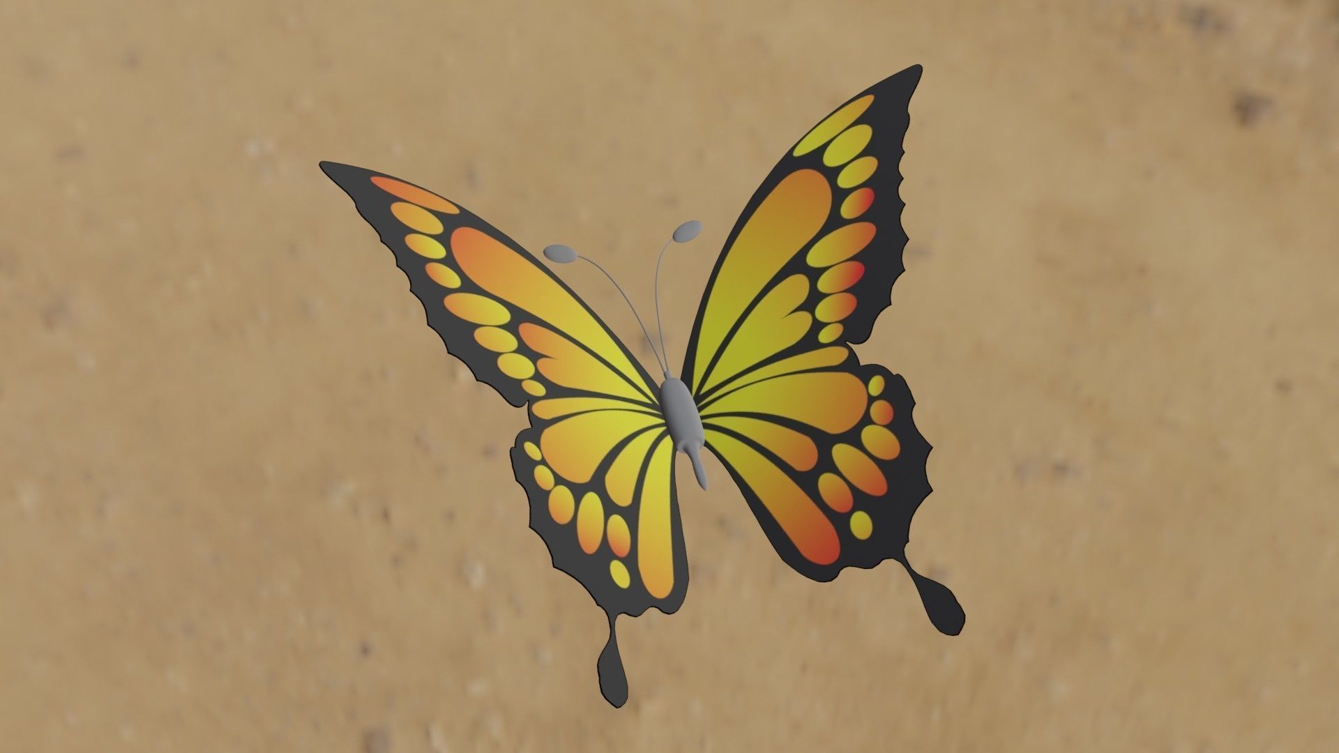 Rigged And Animated Butterfly 3D model_3