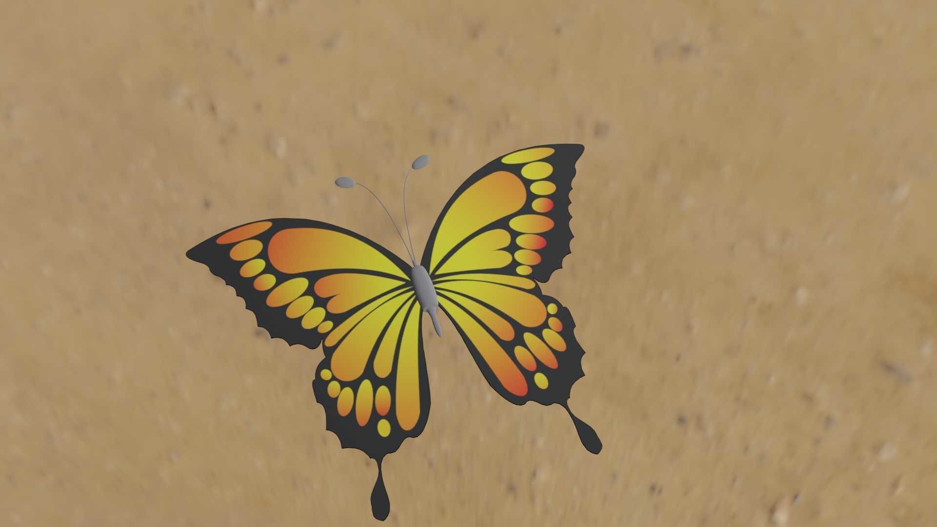 Rigged And Animated Butterfly 3D model_27