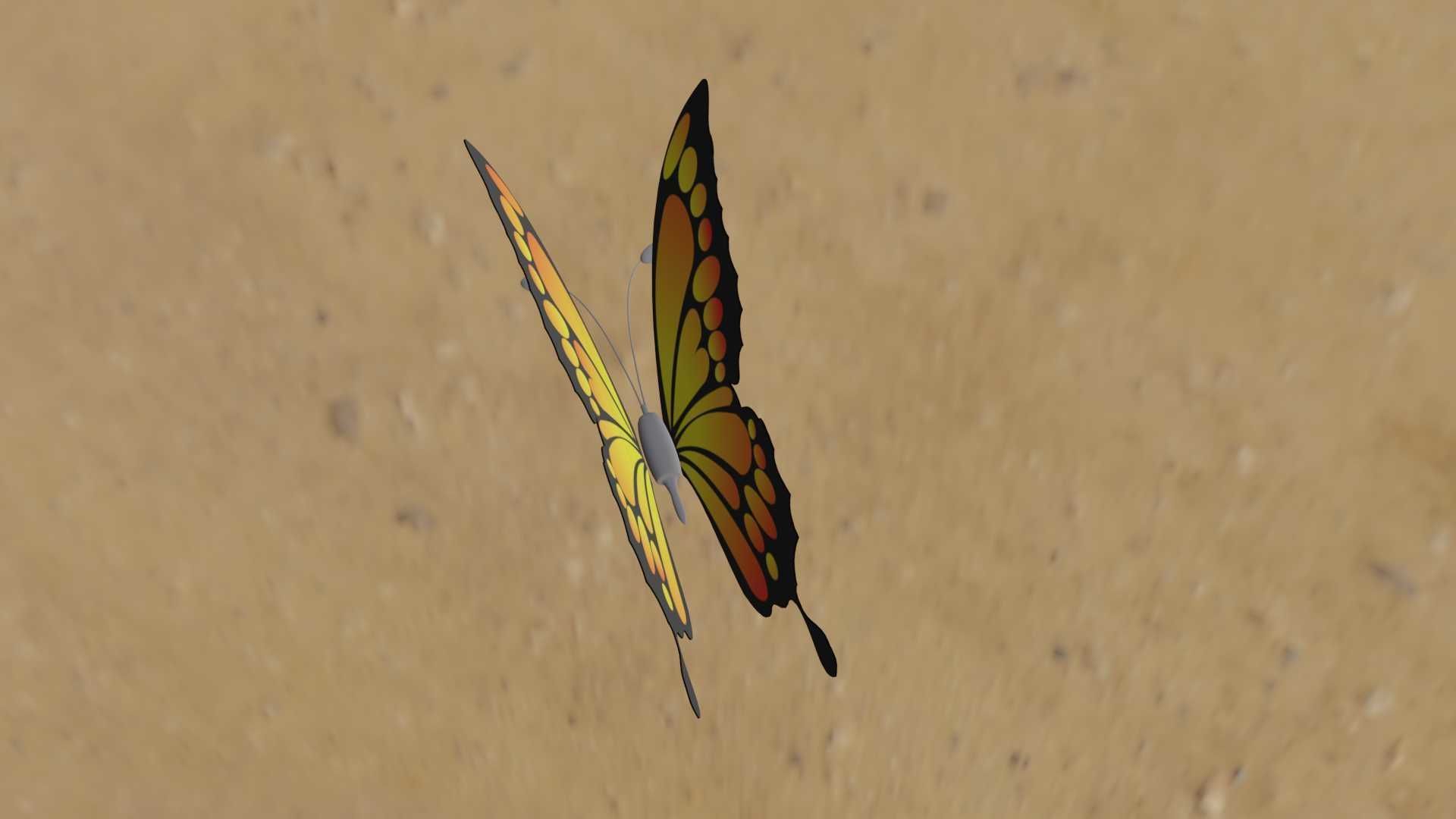 Rigged And Animated Butterfly 3D model_12