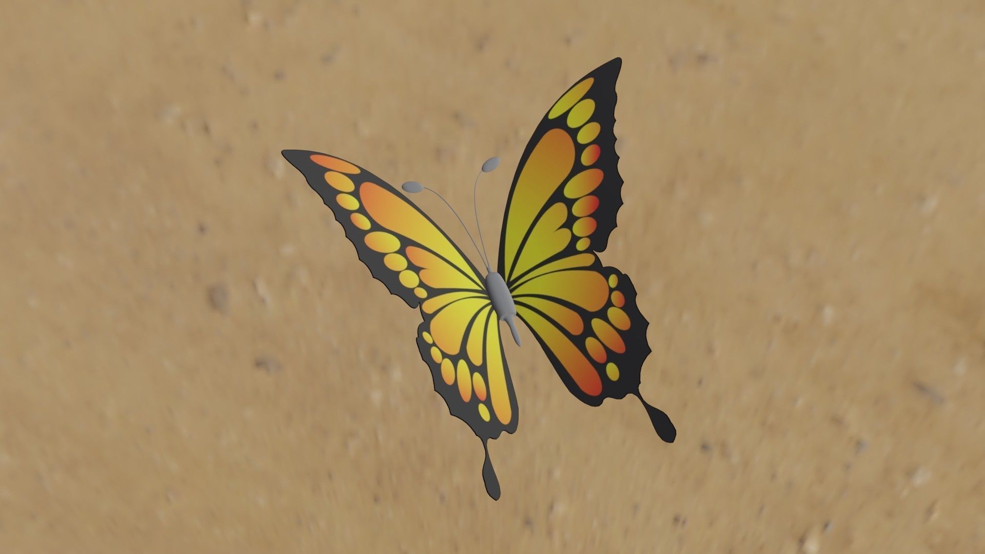 Rigged And Animated Butterfly 3D model_5