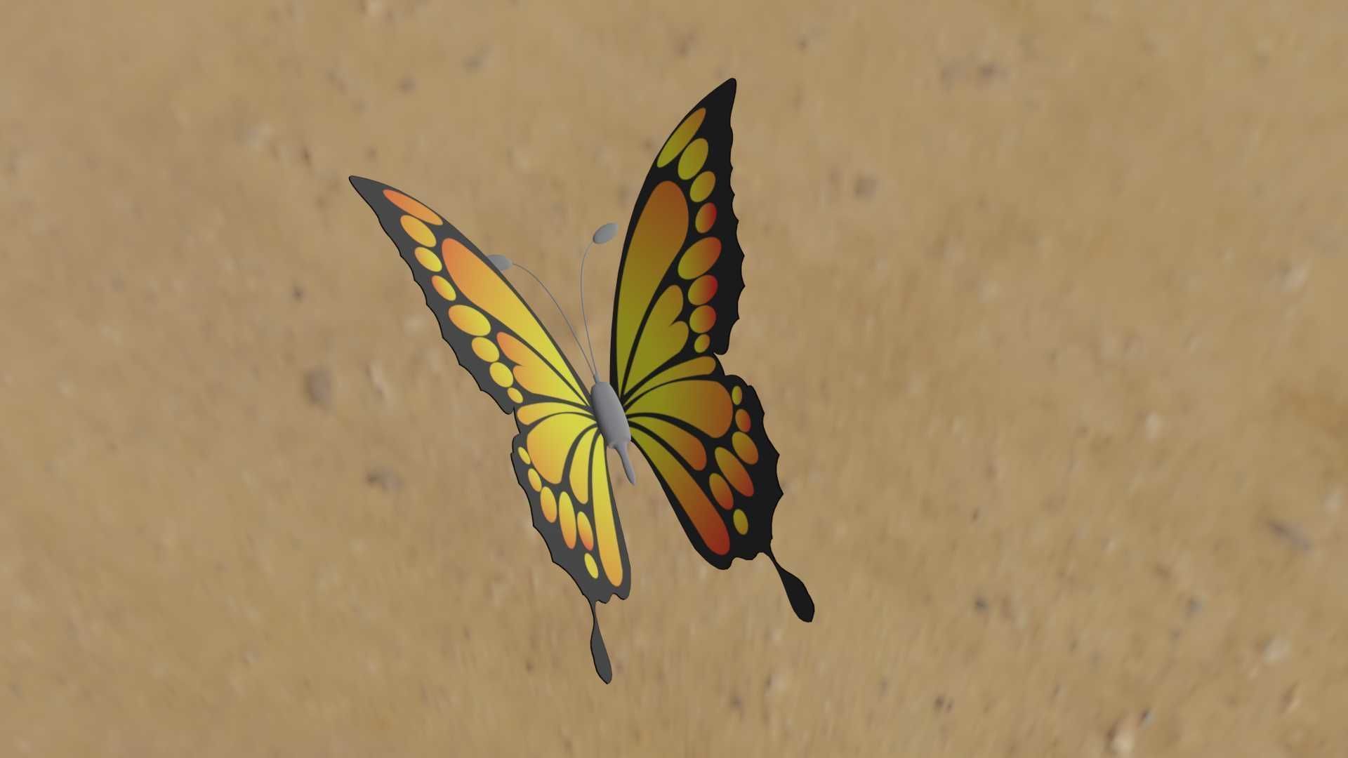 Rigged And Animated Butterfly 3D model_68
