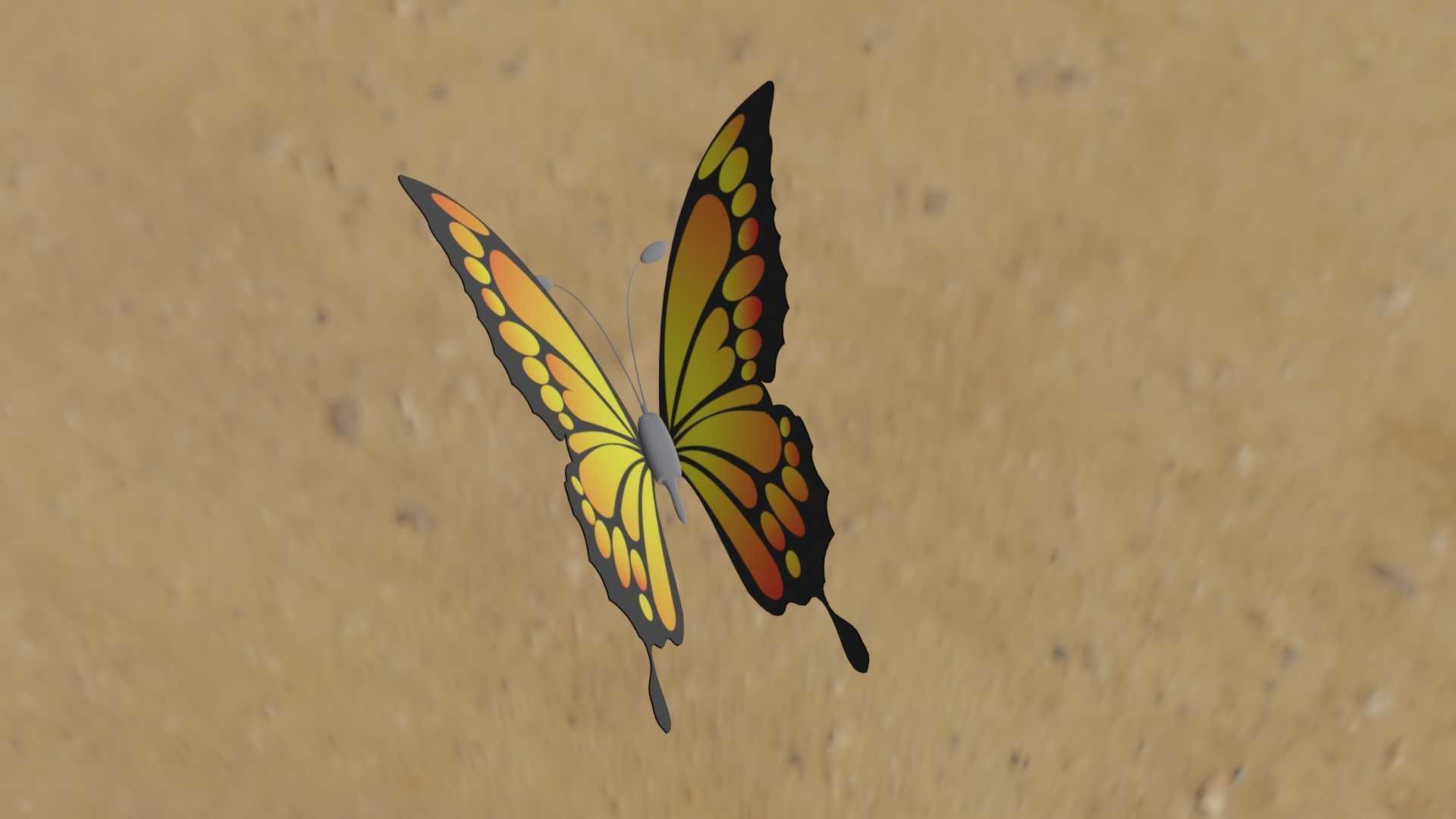 Rigged And Animated Butterfly 3D model_62