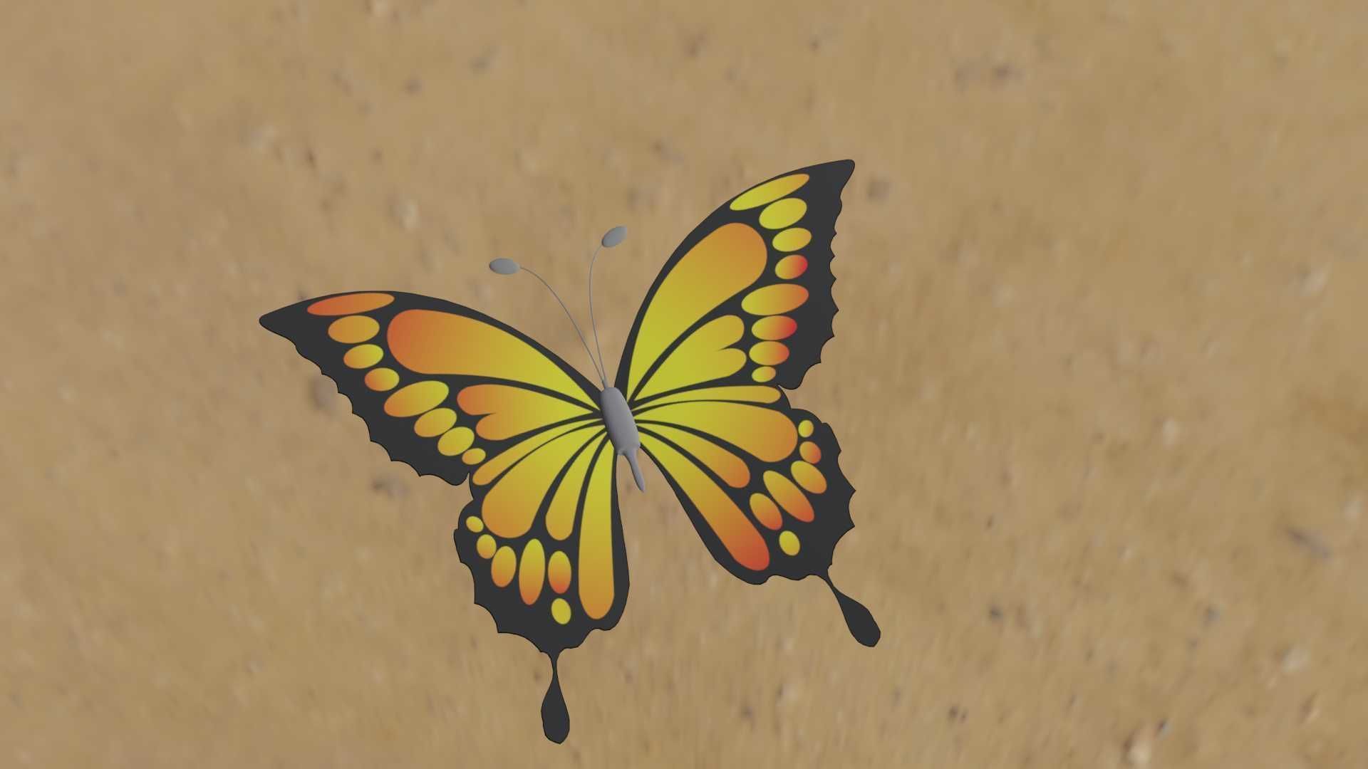 Rigged And Animated Butterfly 3D model_30