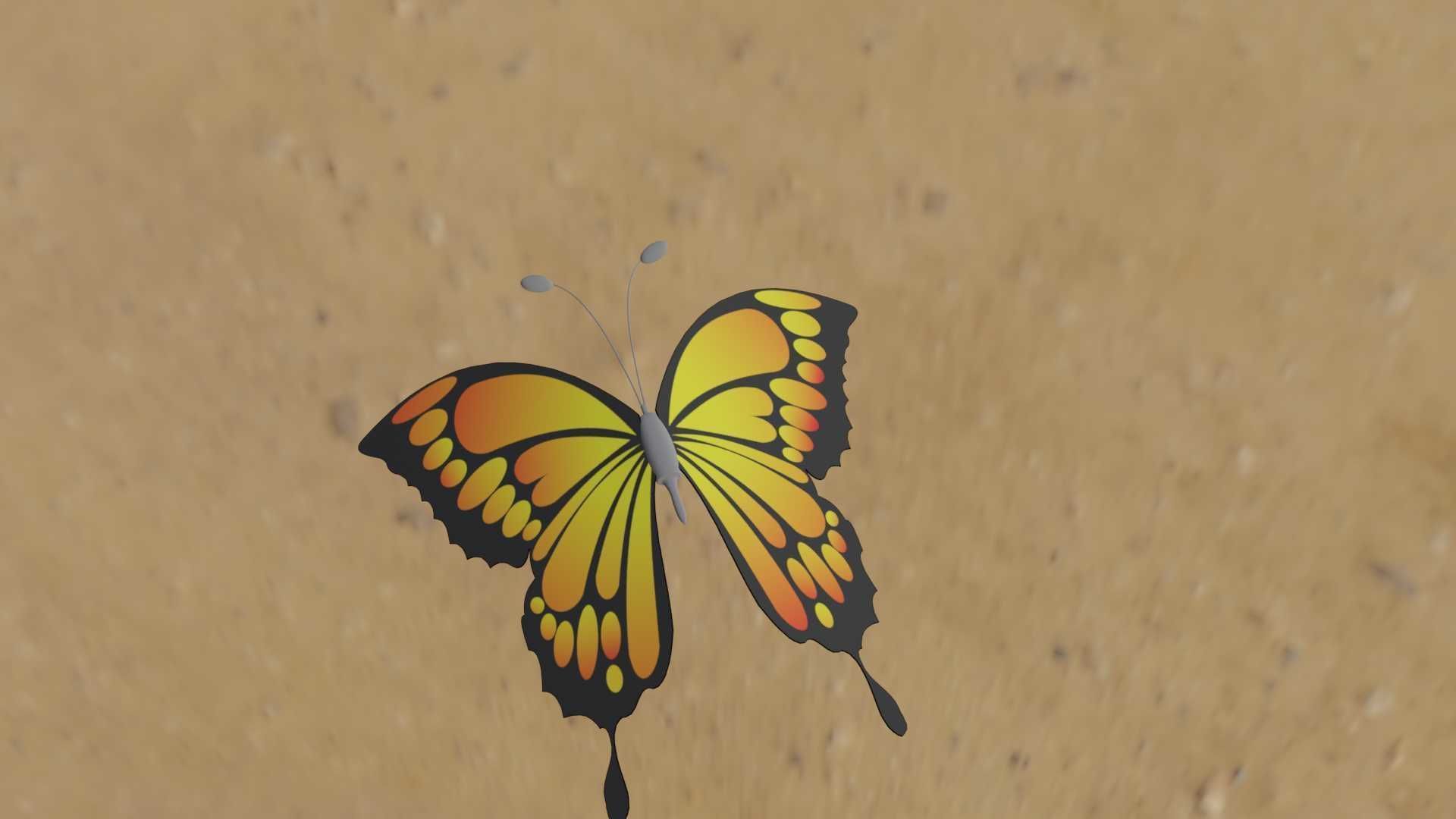 Rigged And Animated Butterfly 3D model_41