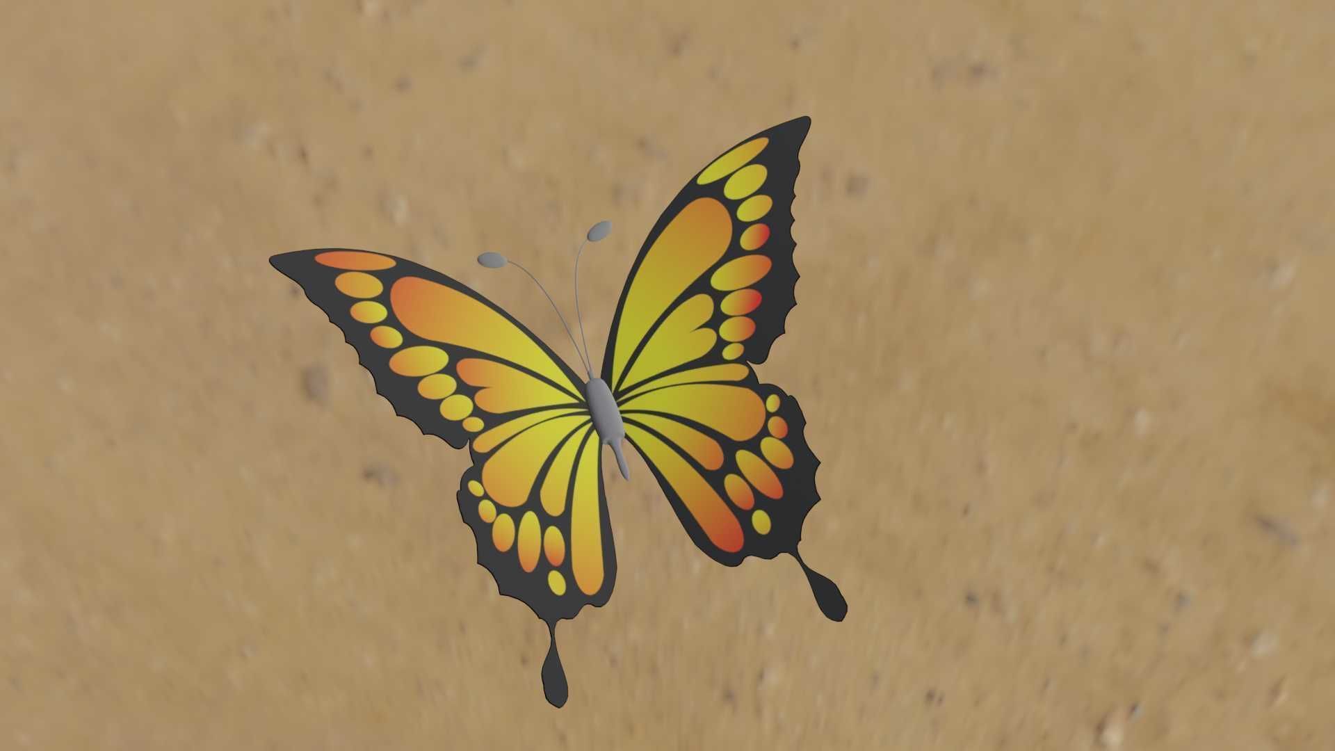 Rigged And Animated Butterfly 3D model_17