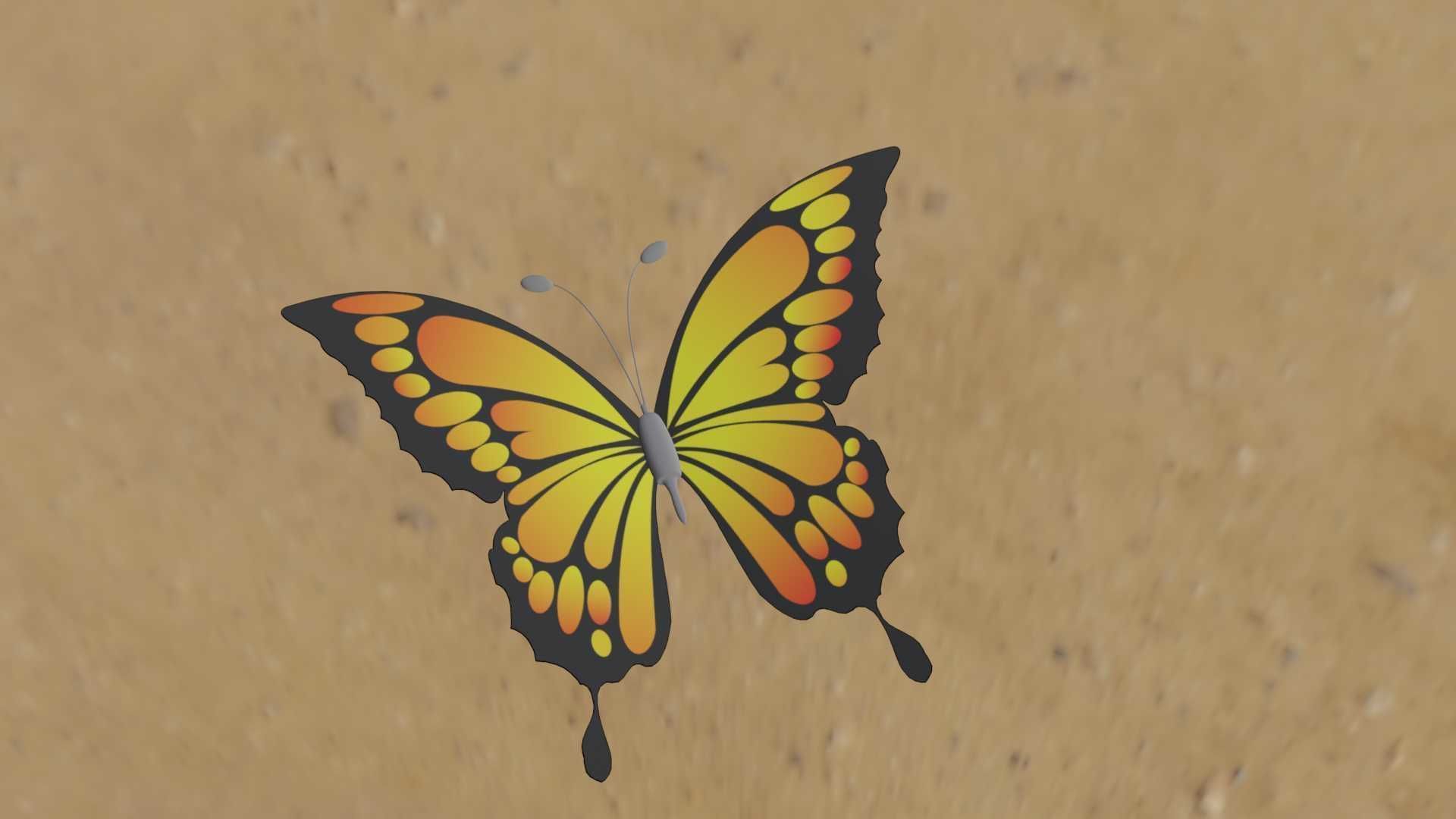 Rigged And Animated Butterfly 3D model_59