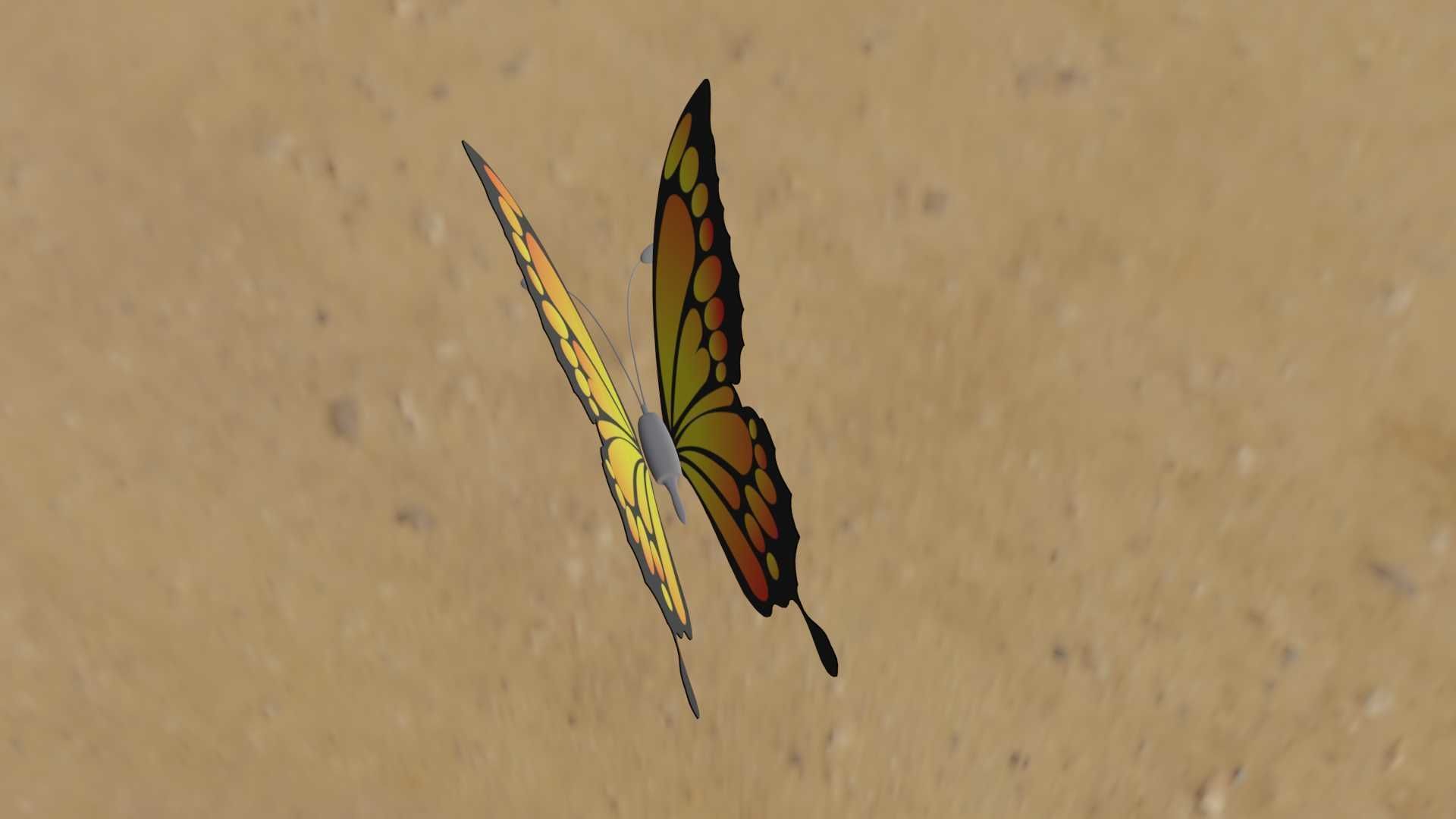 Rigged And Animated Butterfly 3D model_69