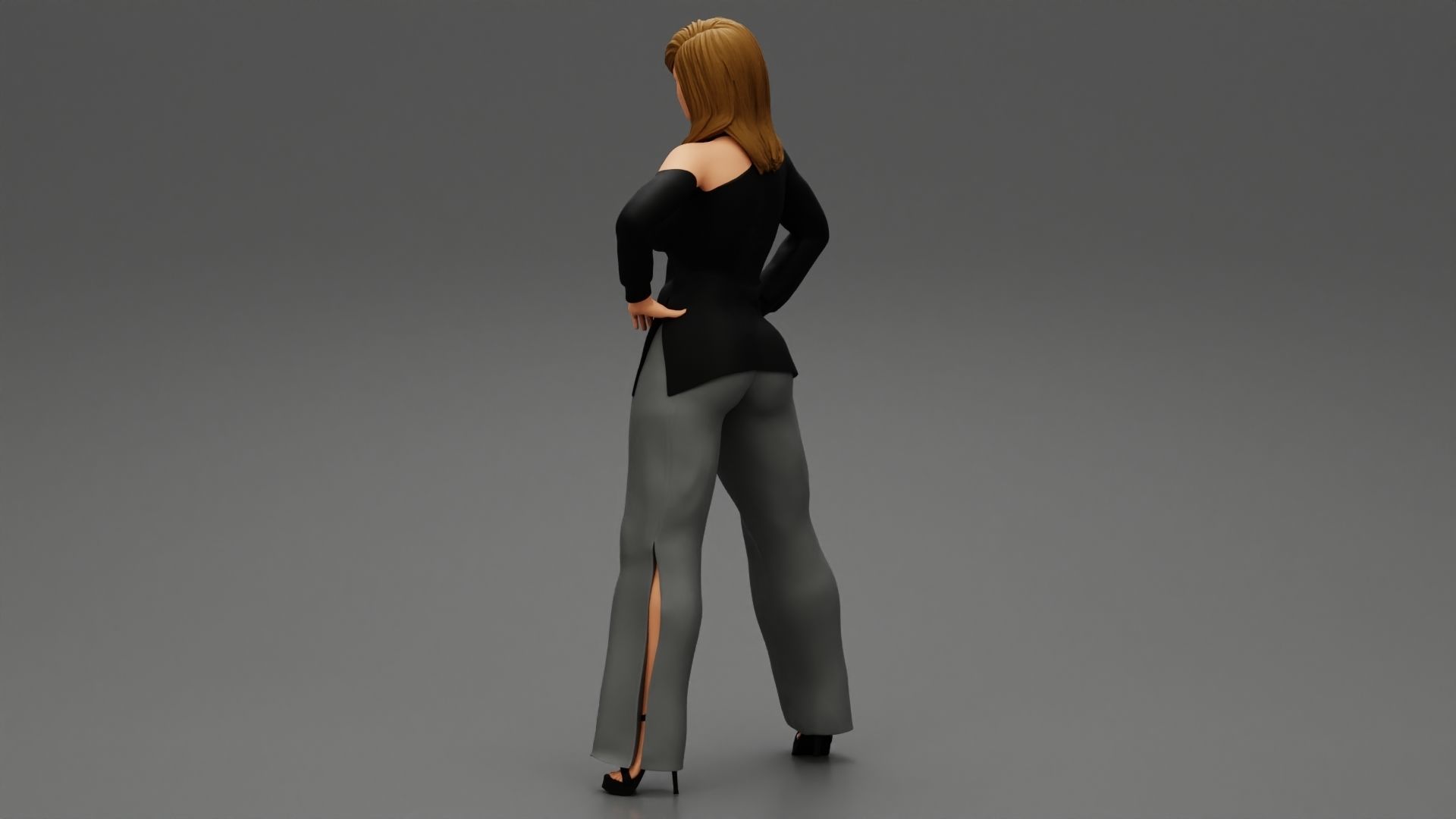 Woman Posing in Fashionable Clothes 3D print model_8