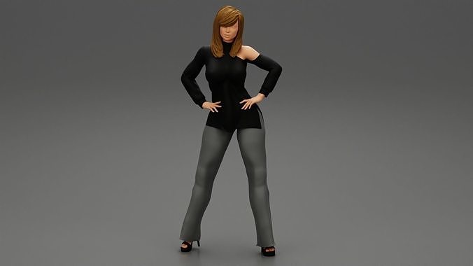 Woman Posing in Fashionable Clothes 3D print model