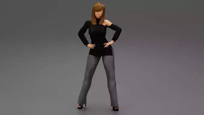 Woman Posing in Fashionable Clothes 3D print model
