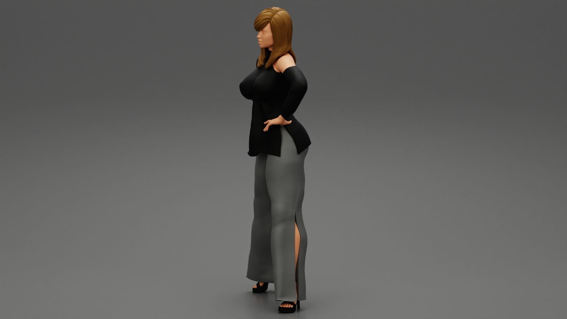 Woman Posing in Fashionable Clothes 3D print model_10