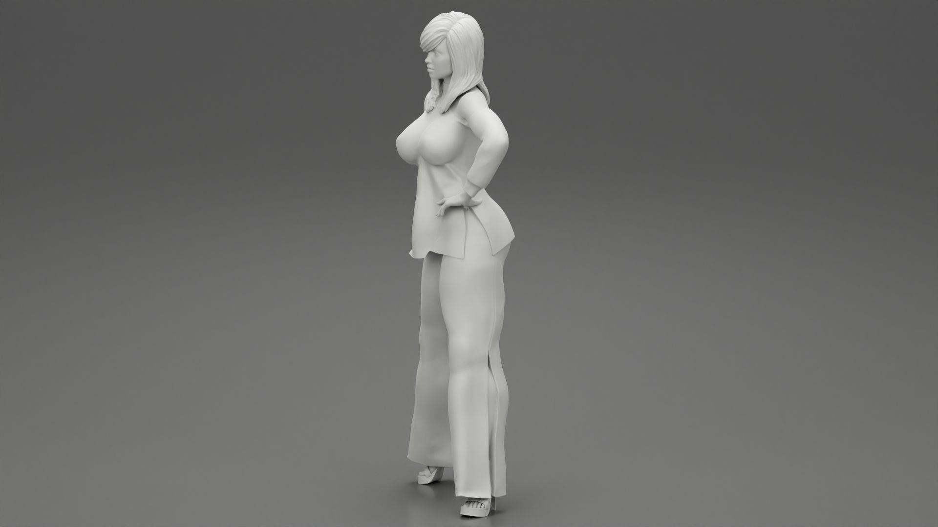 Woman Posing in Fashionable Clothes 3D print model_11