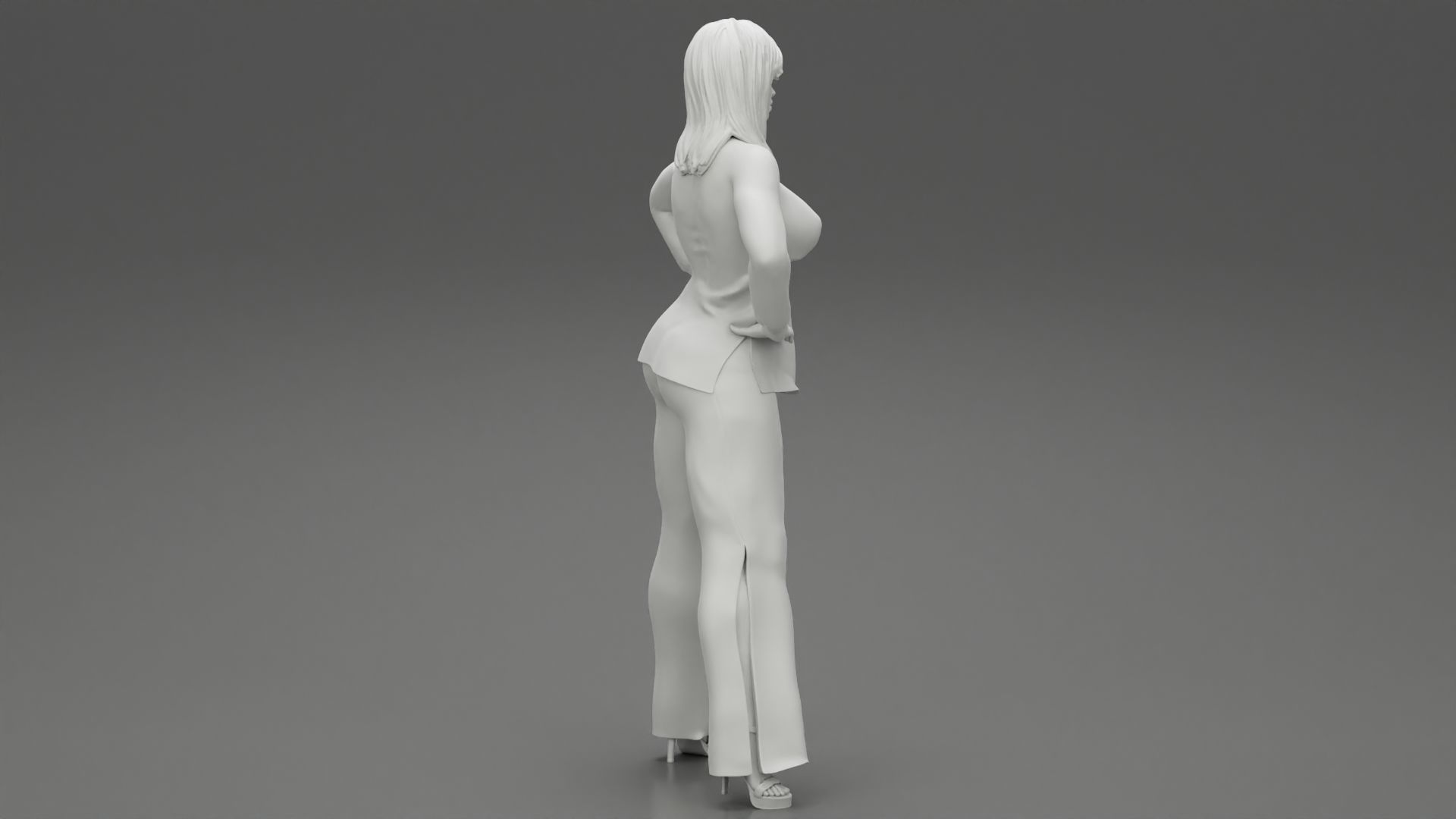 Woman Posing in Fashionable Clothes 3D print model_5