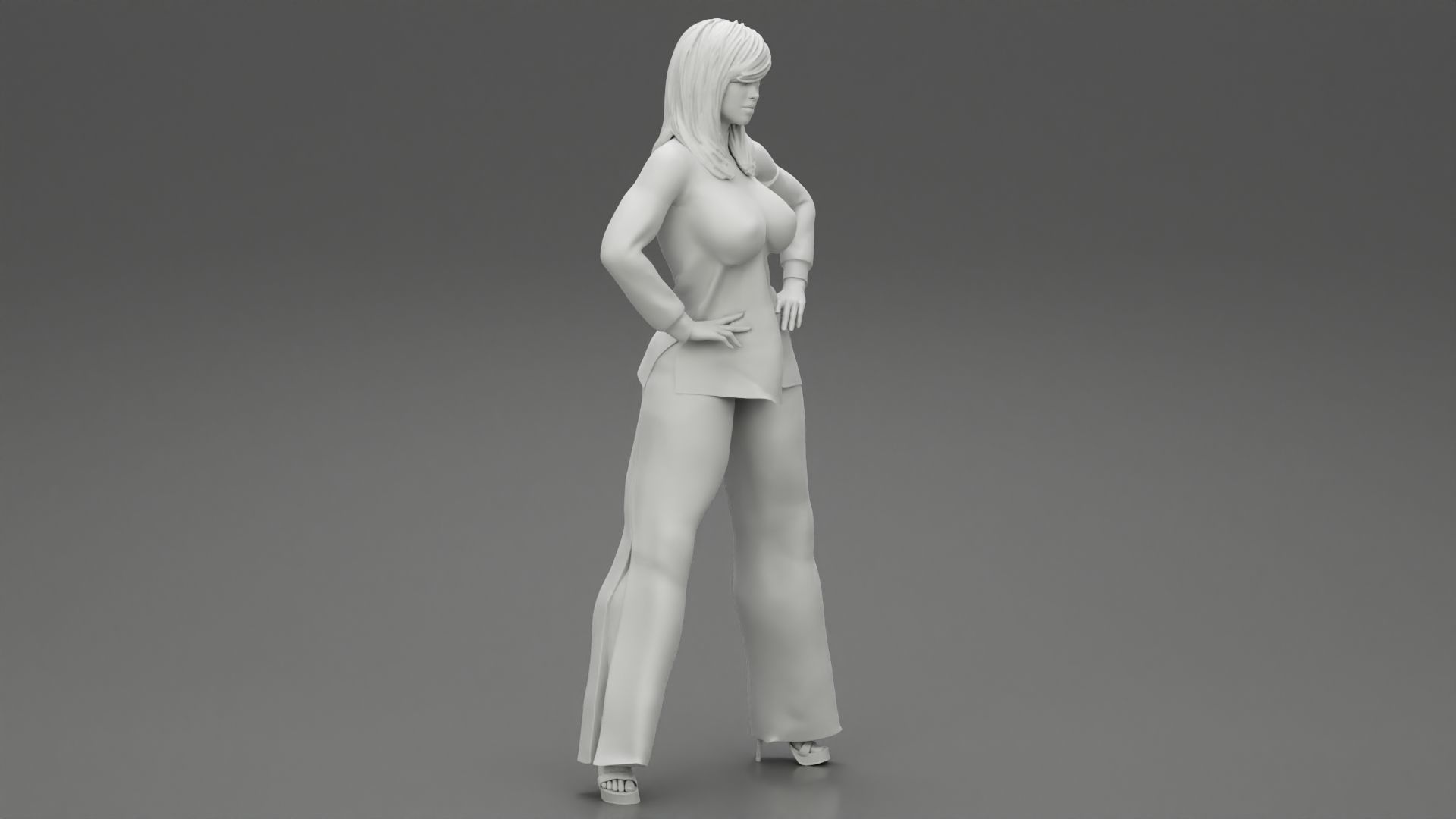 Woman Posing in Fashionable Clothes 3D print model_3