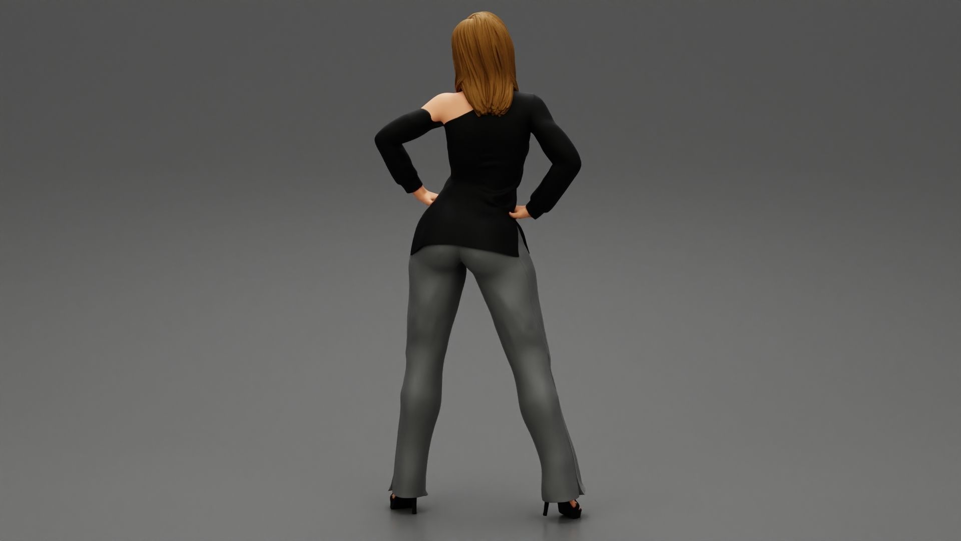 Woman Posing in Fashionable Clothes 3D print model_6