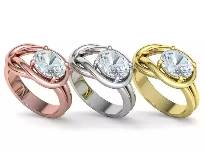 Knot Engagement Ring 9x7 Oval Stone 3dmodel 3D print model