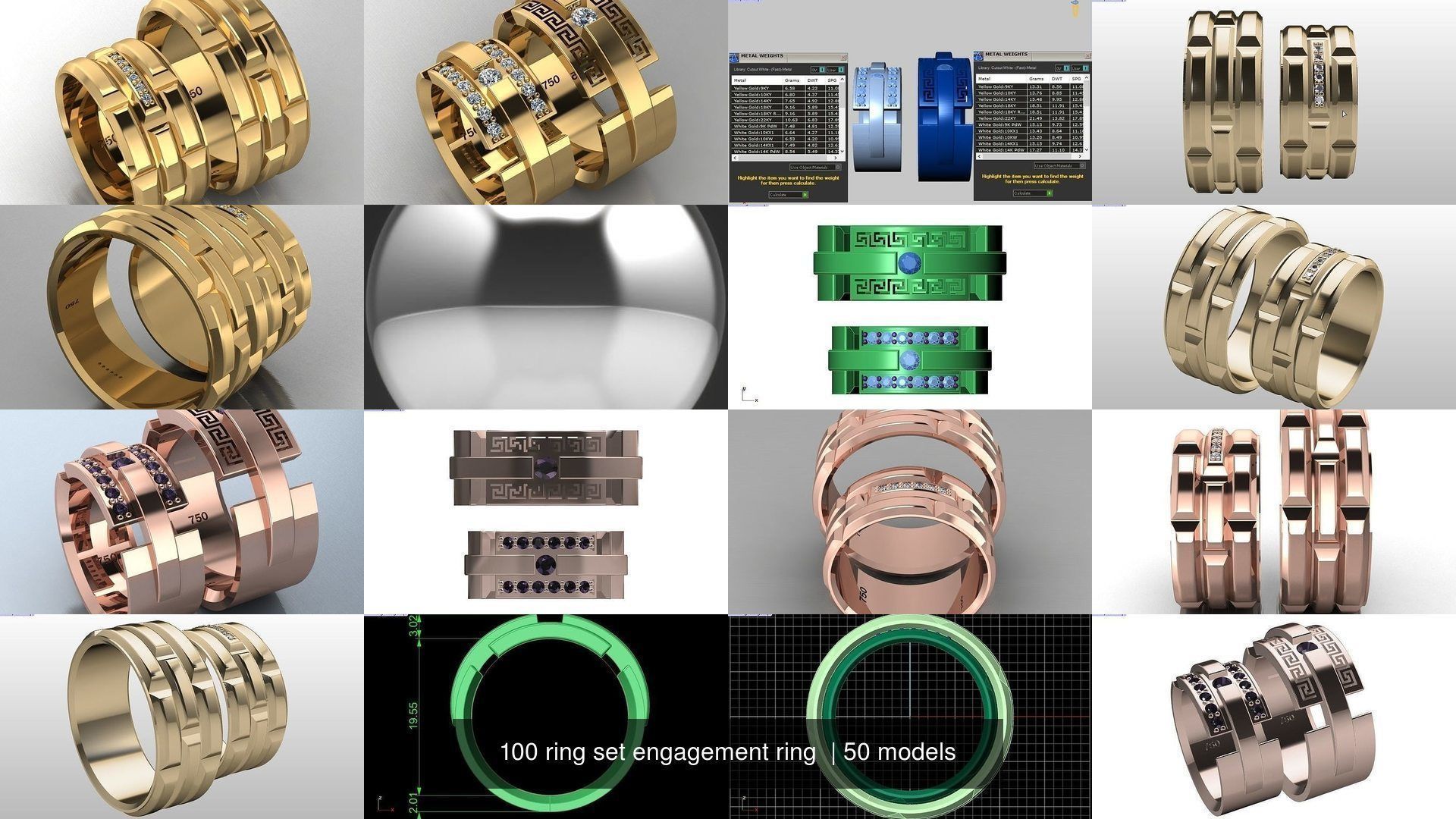 100 ring set engagement ring  3D Model Collection_12