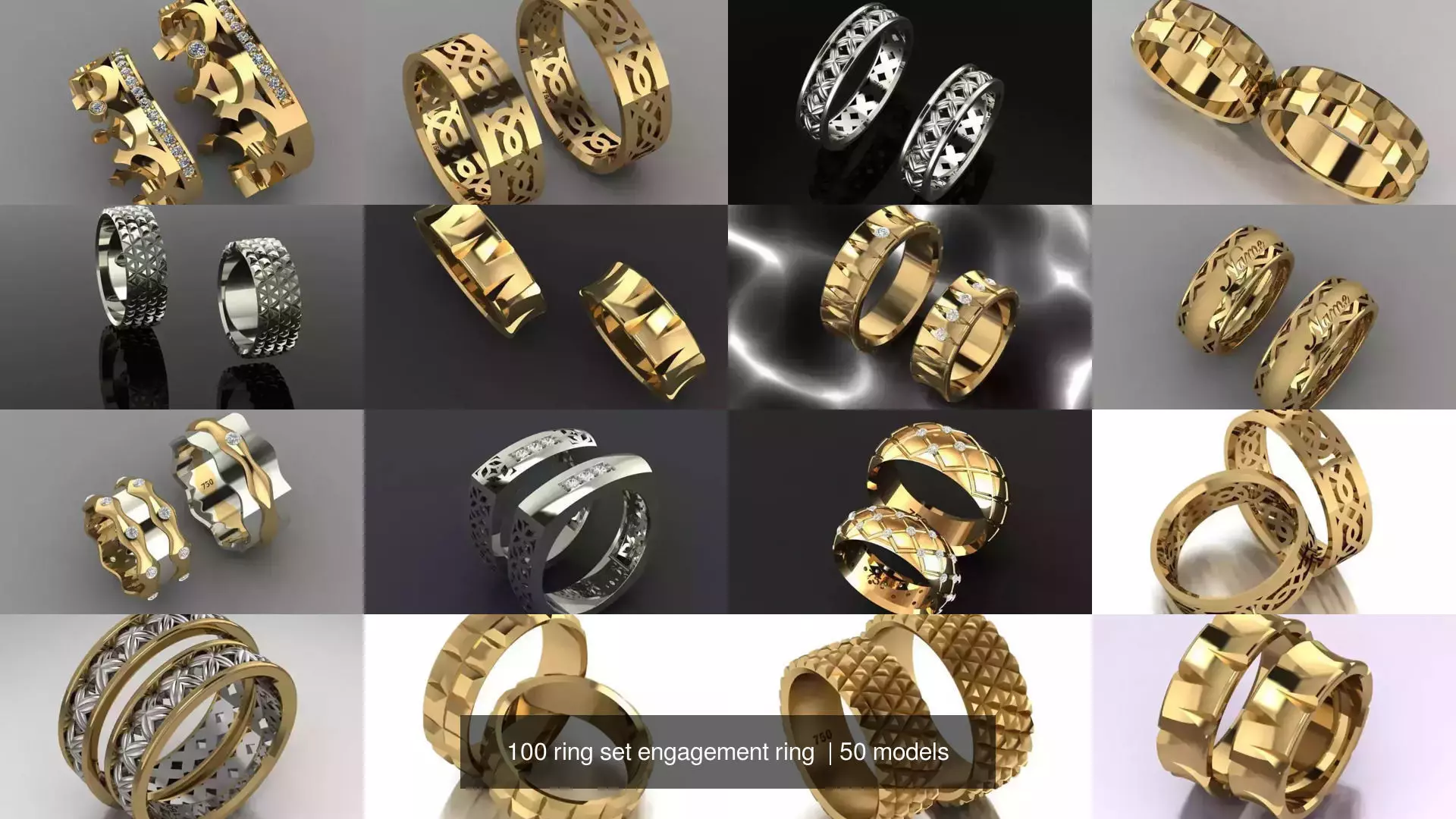 100 ring set engagement ring  3D Model Collection_1