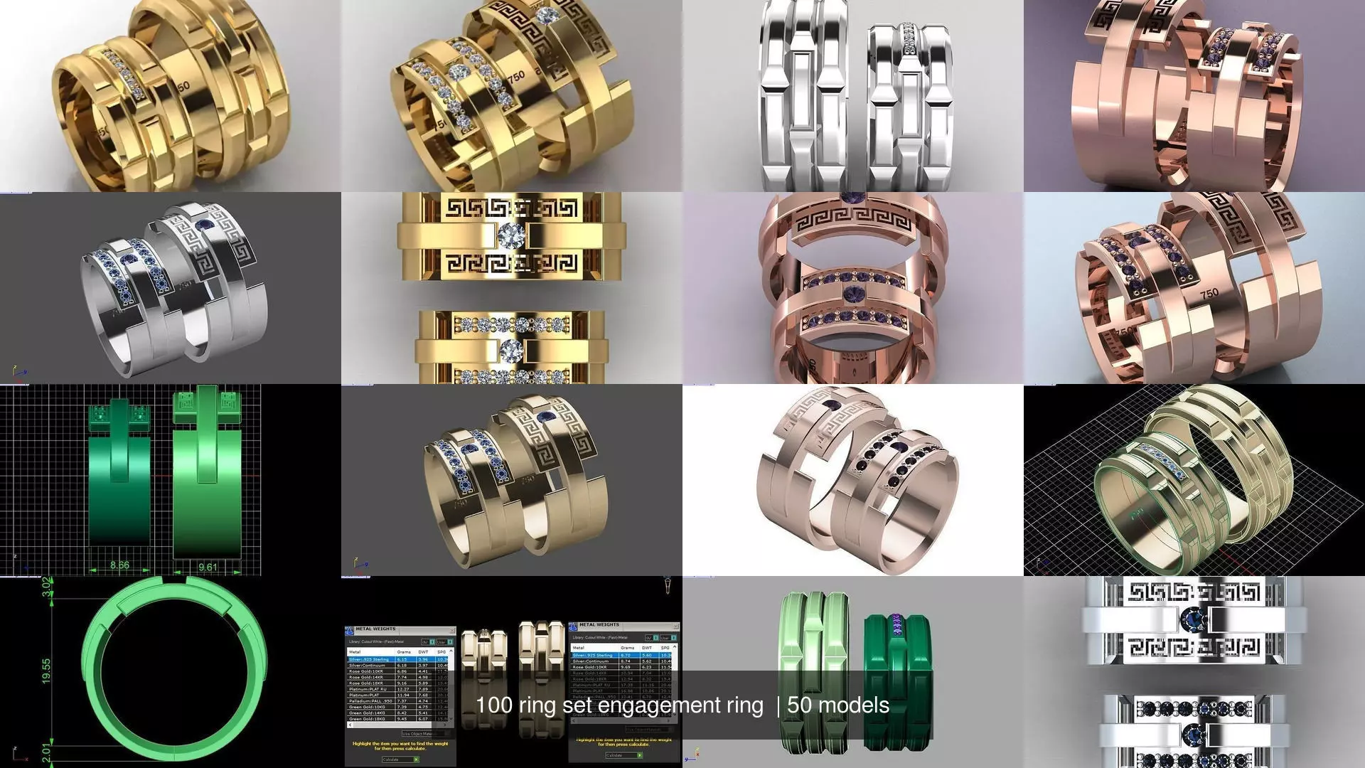 100 ring set engagement ring  3D Model Collection_7