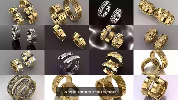 100 ring set engagement ring  3D Model Collection