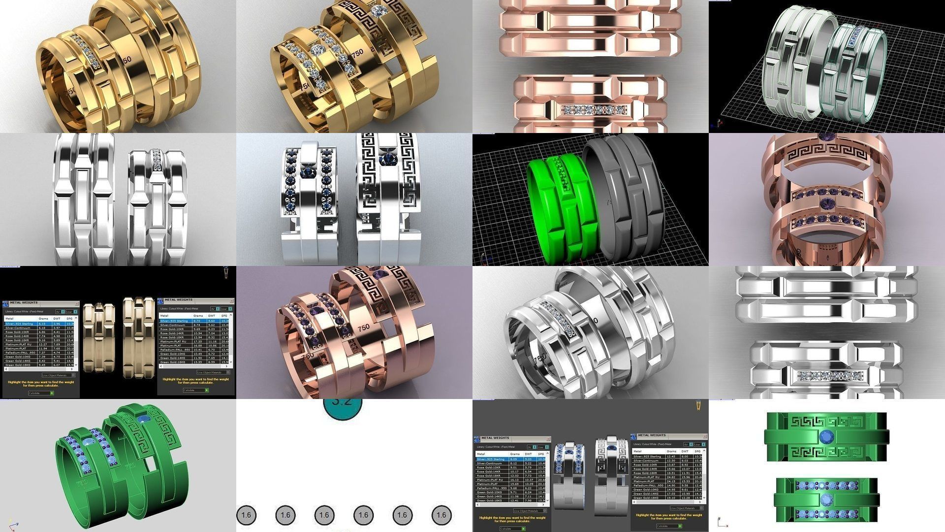 100 ring set engagement ring  3D Model Collection_11