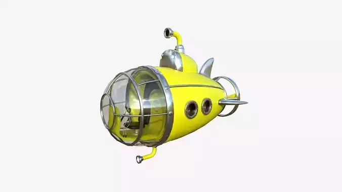 Submarine Cartoon A05 Yellow - Sub Watercraft Vehicle Low-poly 3D model