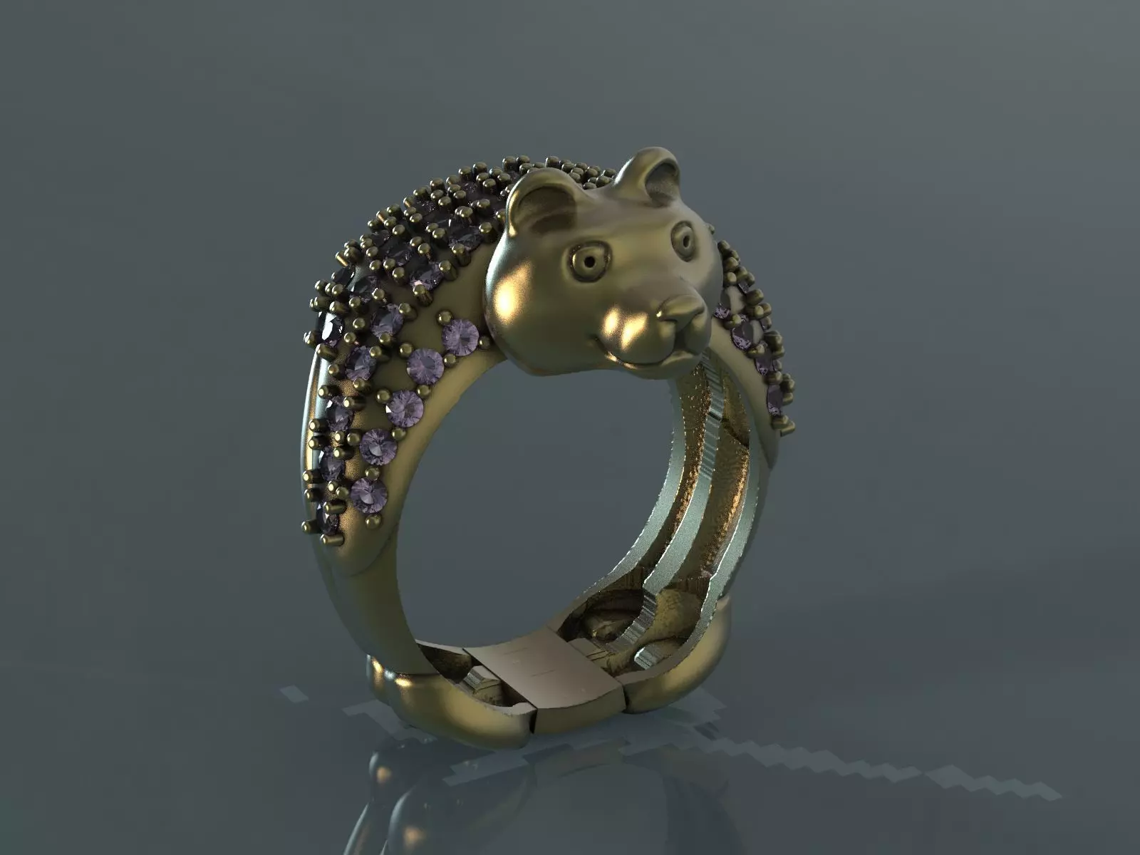 Bear Ring with Diamonds Free 3D print model
