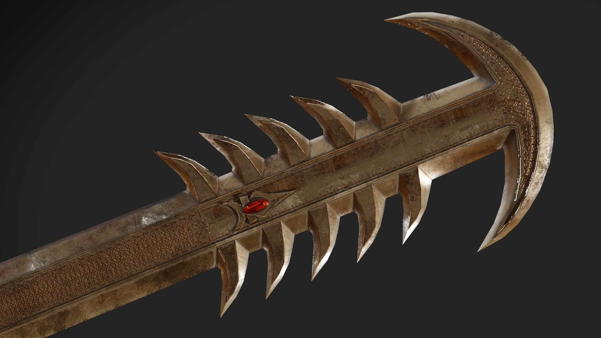 Ritual Sword Low-poly 3D model_9
