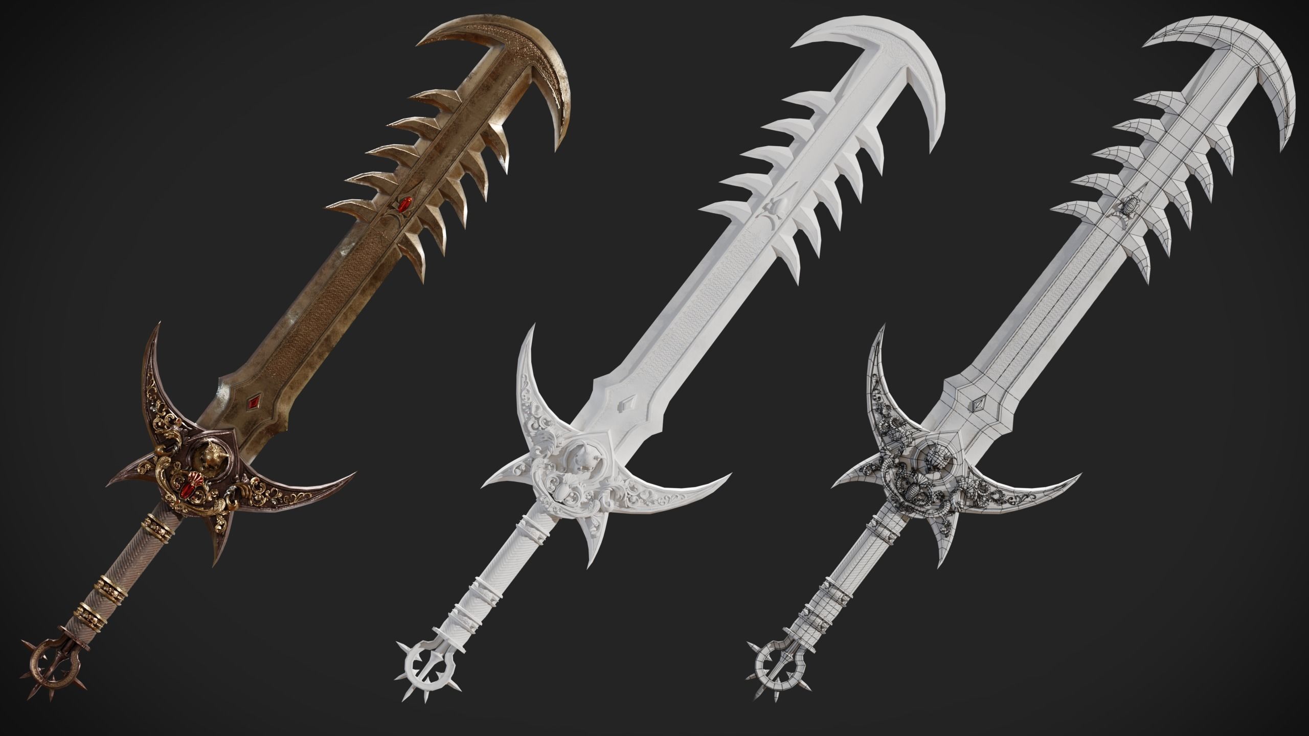 Ritual Sword Low-poly 3D model_5