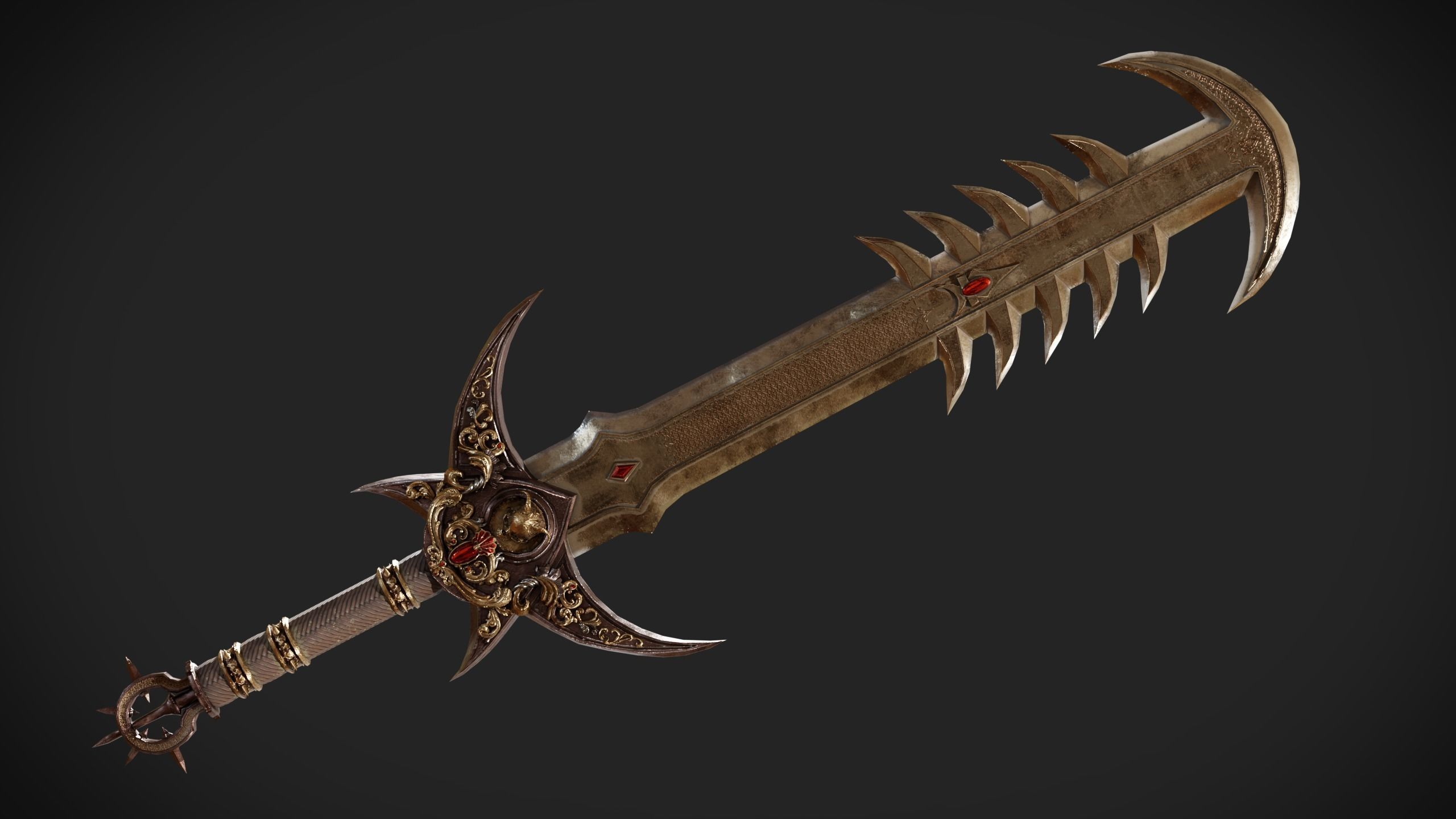 Ritual Sword Low-poly 3D model_2