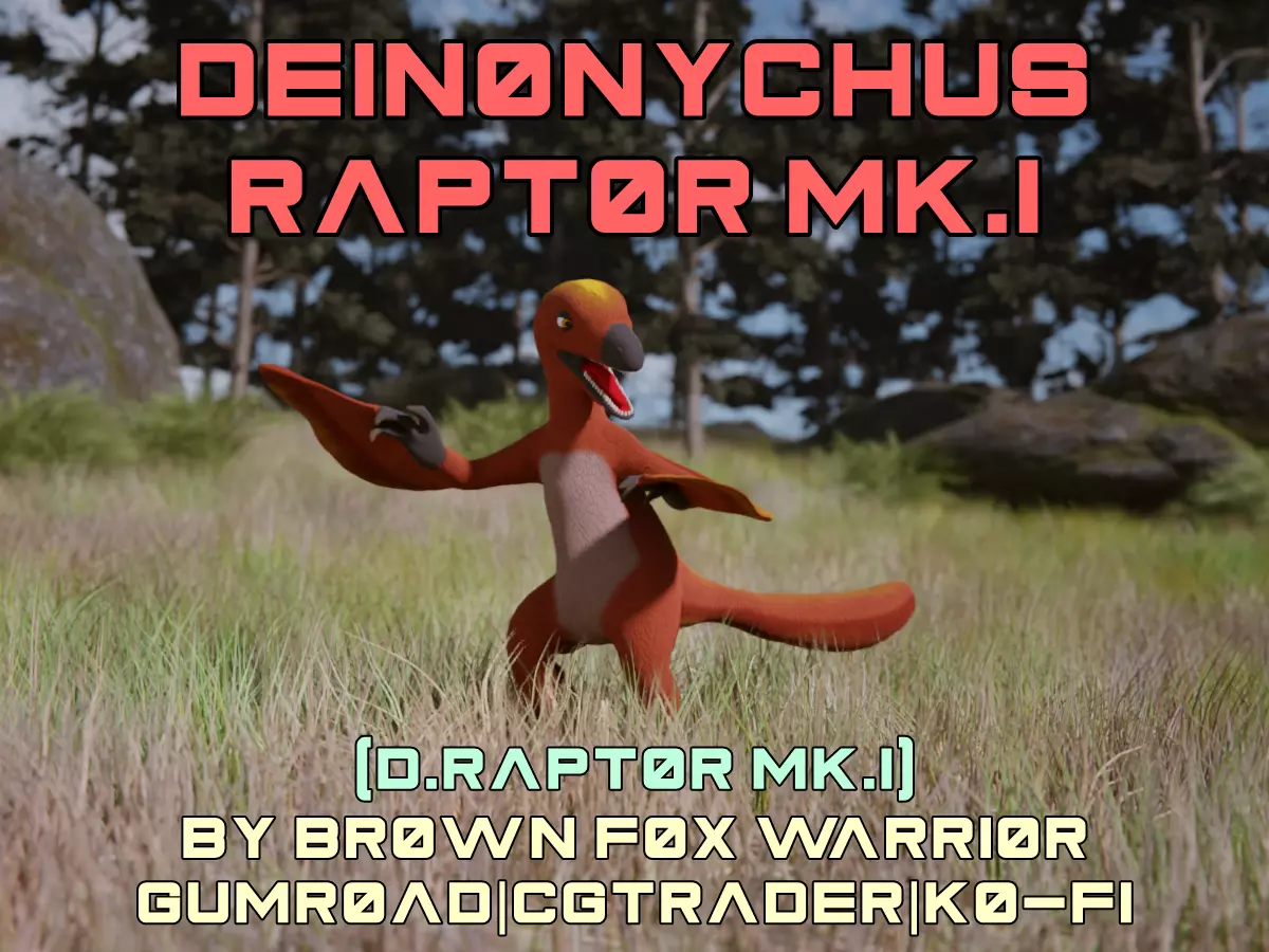 Deinonychus Raptor Mk I for VRChat Low-poly 3D model_0