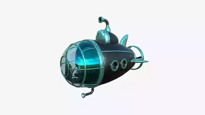 Submarine Cartoon A08 Blue Black - Sub Watercraft Vehicle Low-poly 3D model