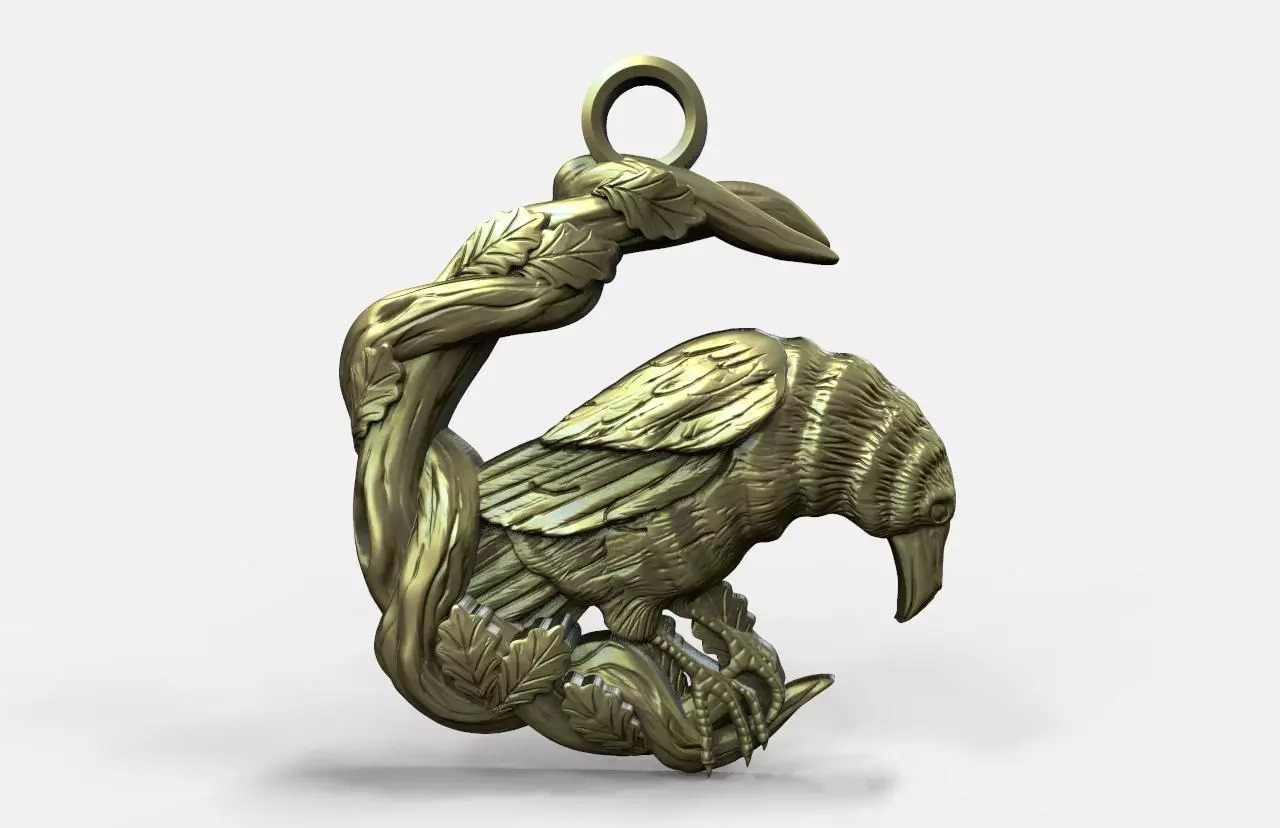 Crow pendant  3D print model_0